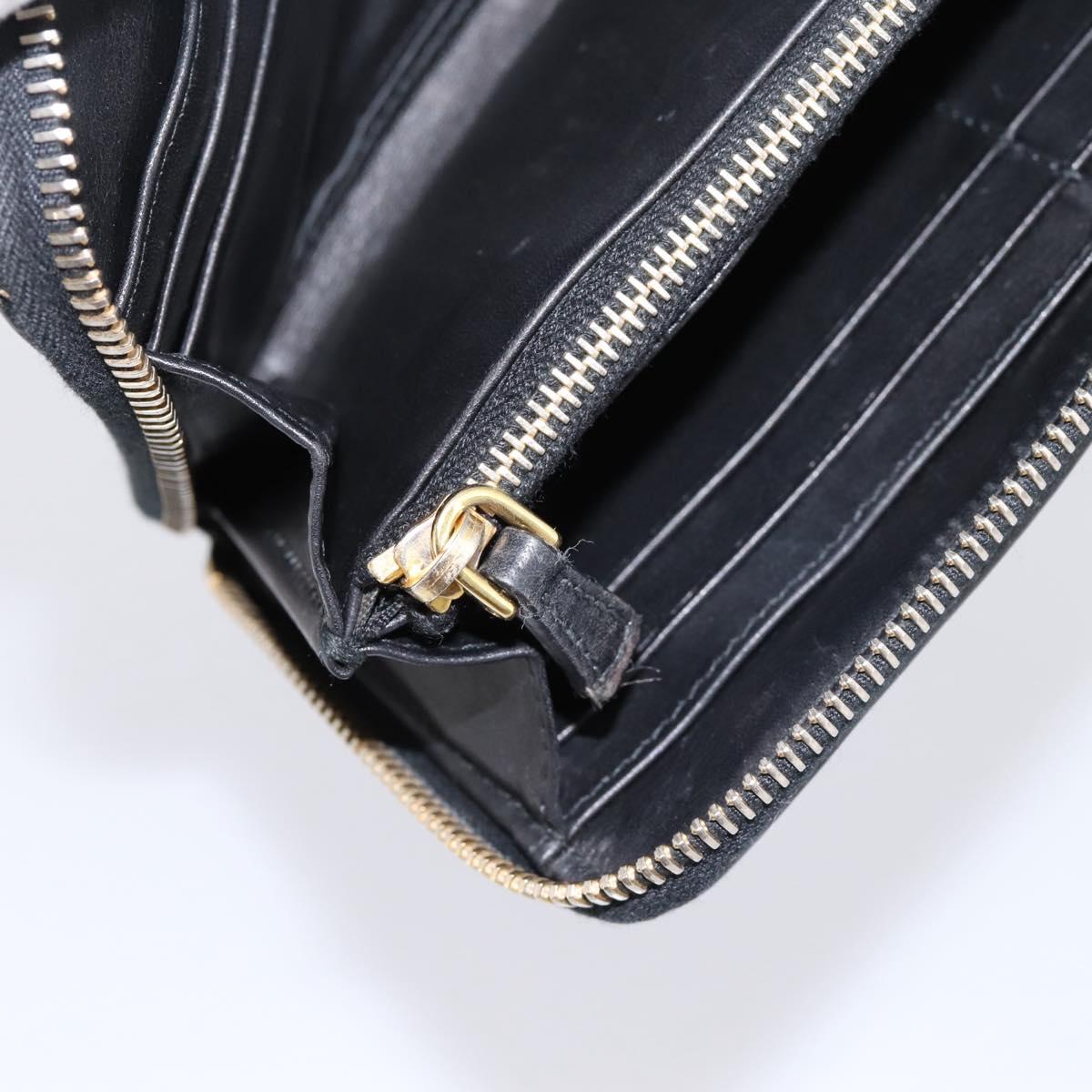 Miu Miu Long Wallet Leather Black Gold Silver Auth 198773A