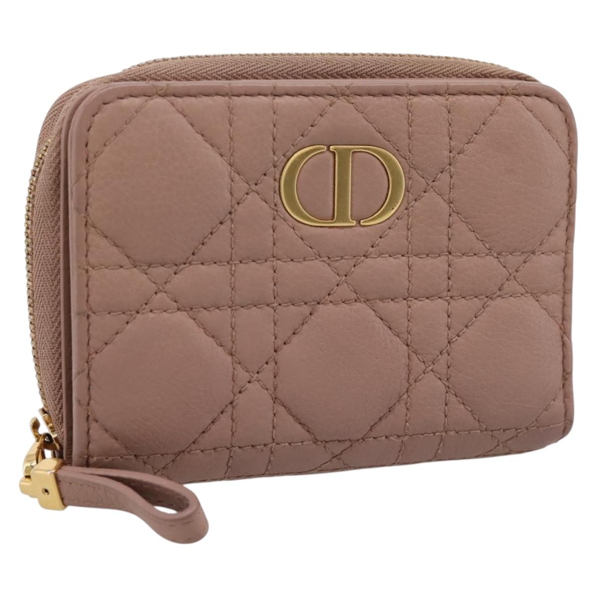 Christian Dior Canage Scarlet Wallet Lamb Skin Pink Auth 198778M