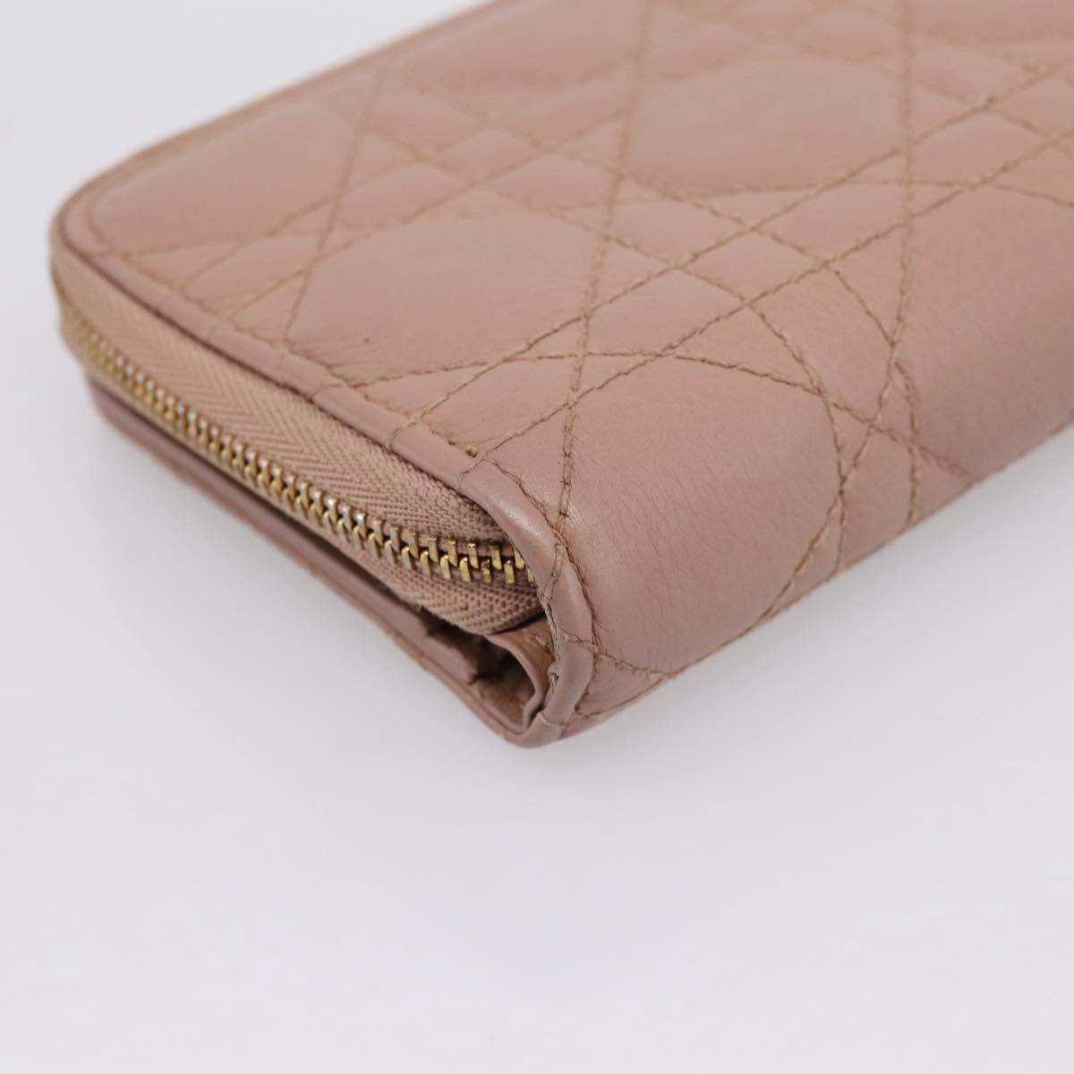 Christian Dior Canage Scarlet Wallet Lamb Skin Pink Auth 198778M