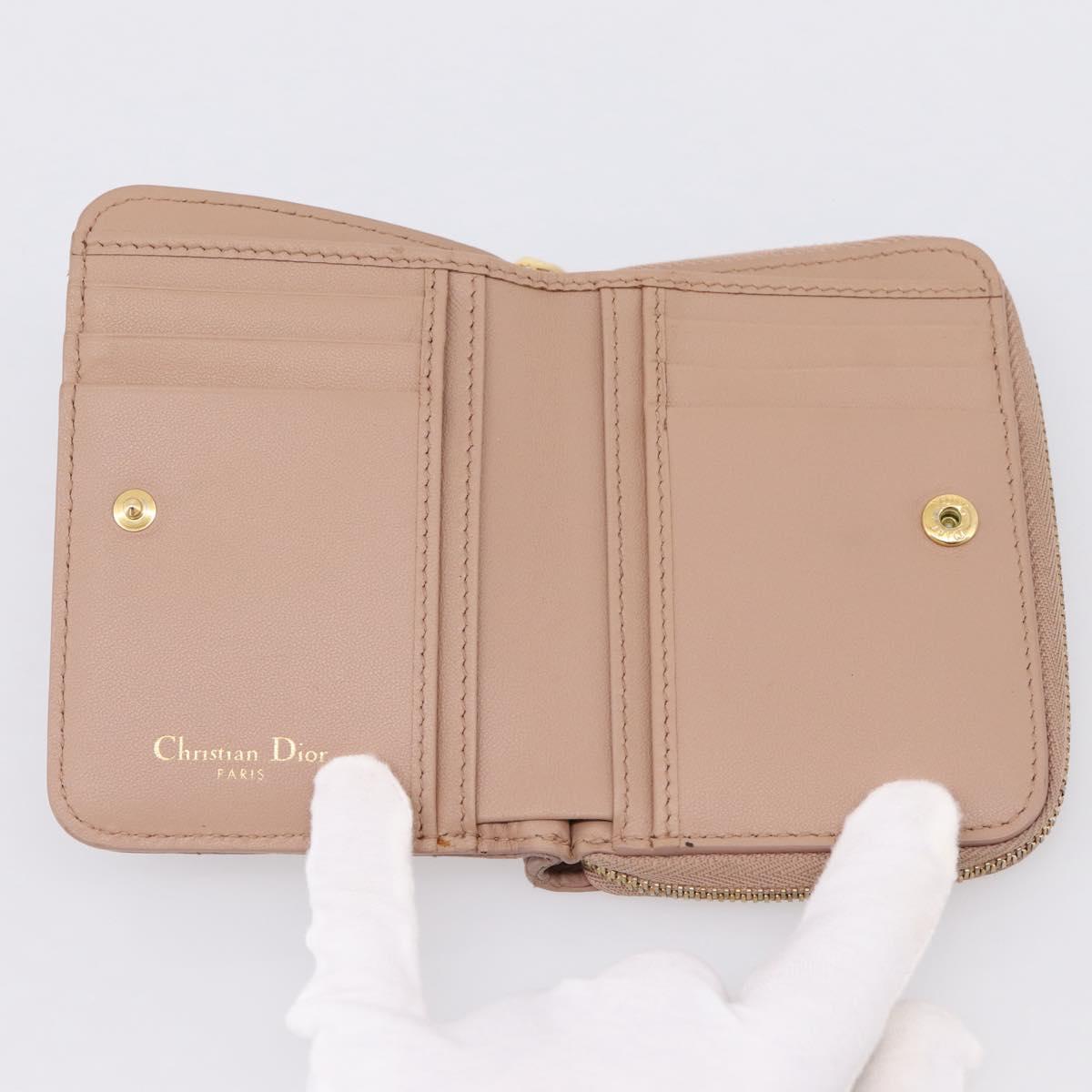 Christian Dior Canage Scarlet Wallet Lamb Skin Pink Auth 198778M