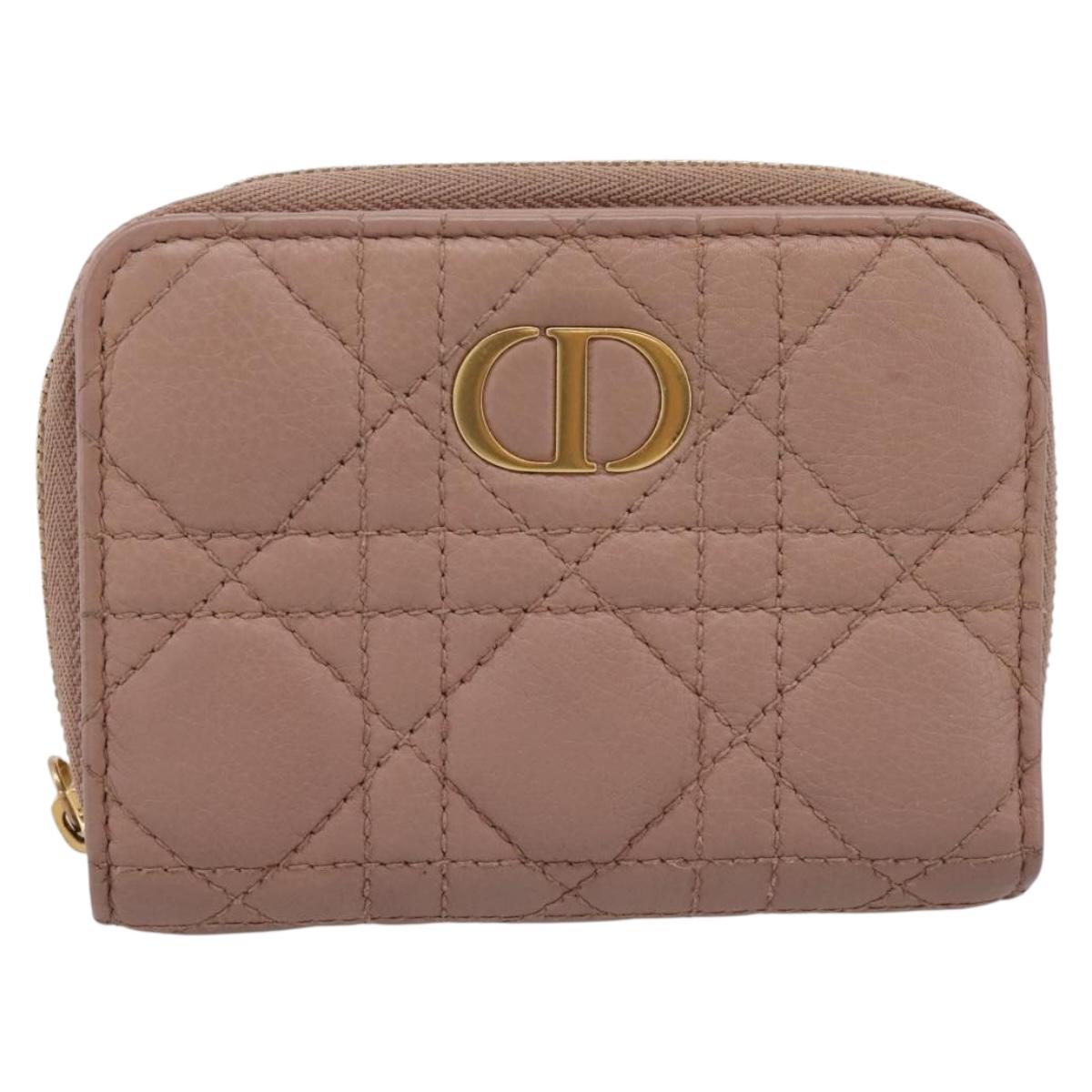 Christian Dior Canage Scarlet Wallet Lamb Skin Pink Auth 198778M