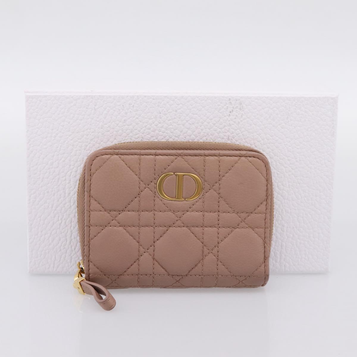 Christian Dior Canage Scarlet Wallet Lamb Skin Pink Auth 198778M