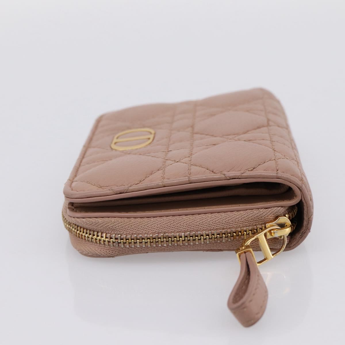 Christian Dior Canage Scarlet Wallet Lamb Skin Pink Auth 198778M