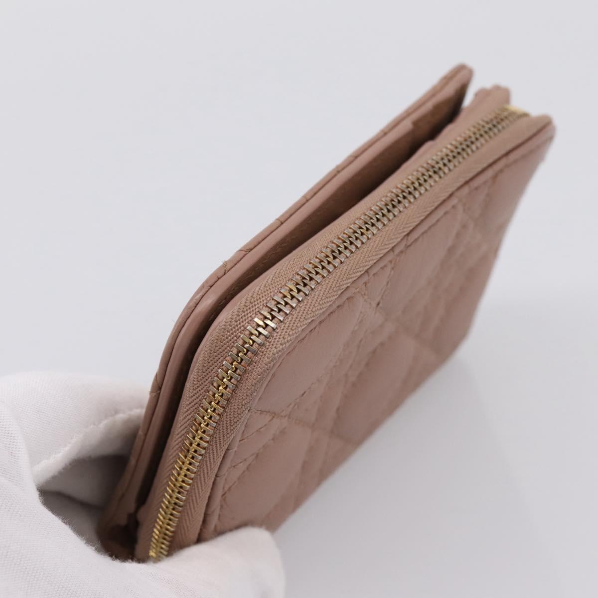 Christian Dior Canage Scarlet Wallet Lamb Skin Pink Auth 198778M