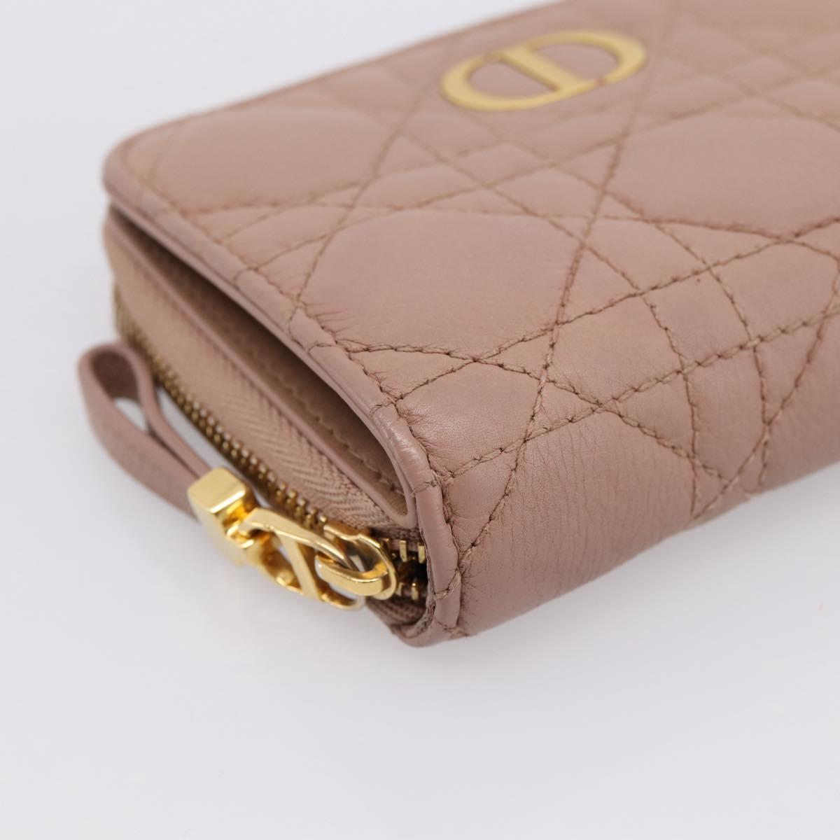 Christian Dior Canage Scarlet Wallet Lamb Skin Pink Auth 198778M