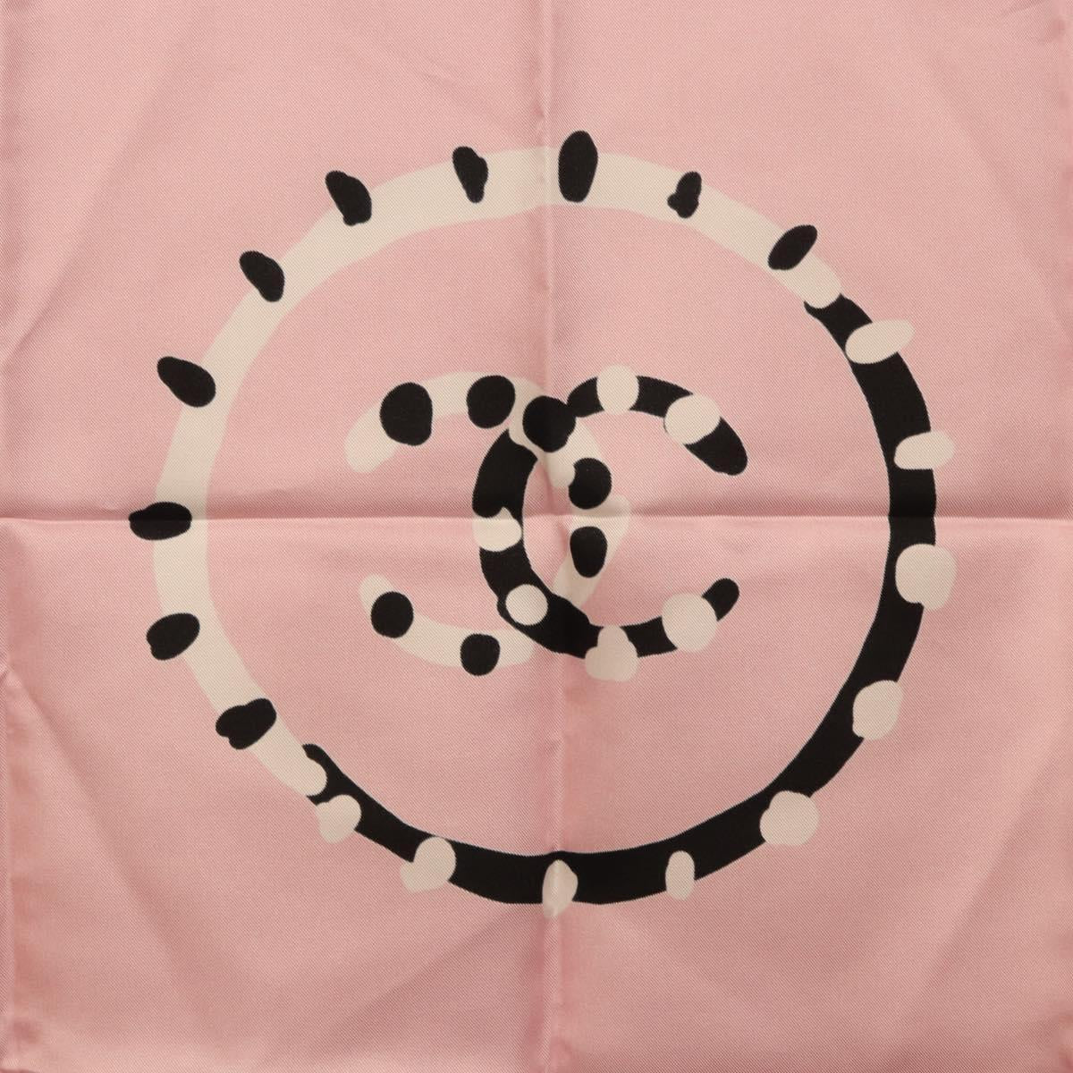 CHANEL Scarf Silk Pink CC Auth 198781V