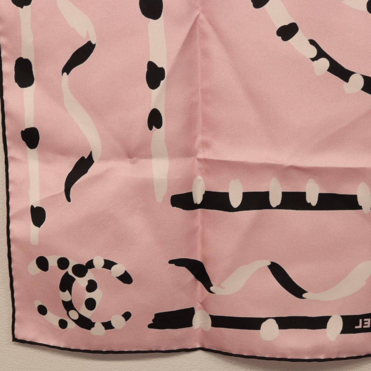 CHANEL Scarf Silk Pink CC Auth 198781V