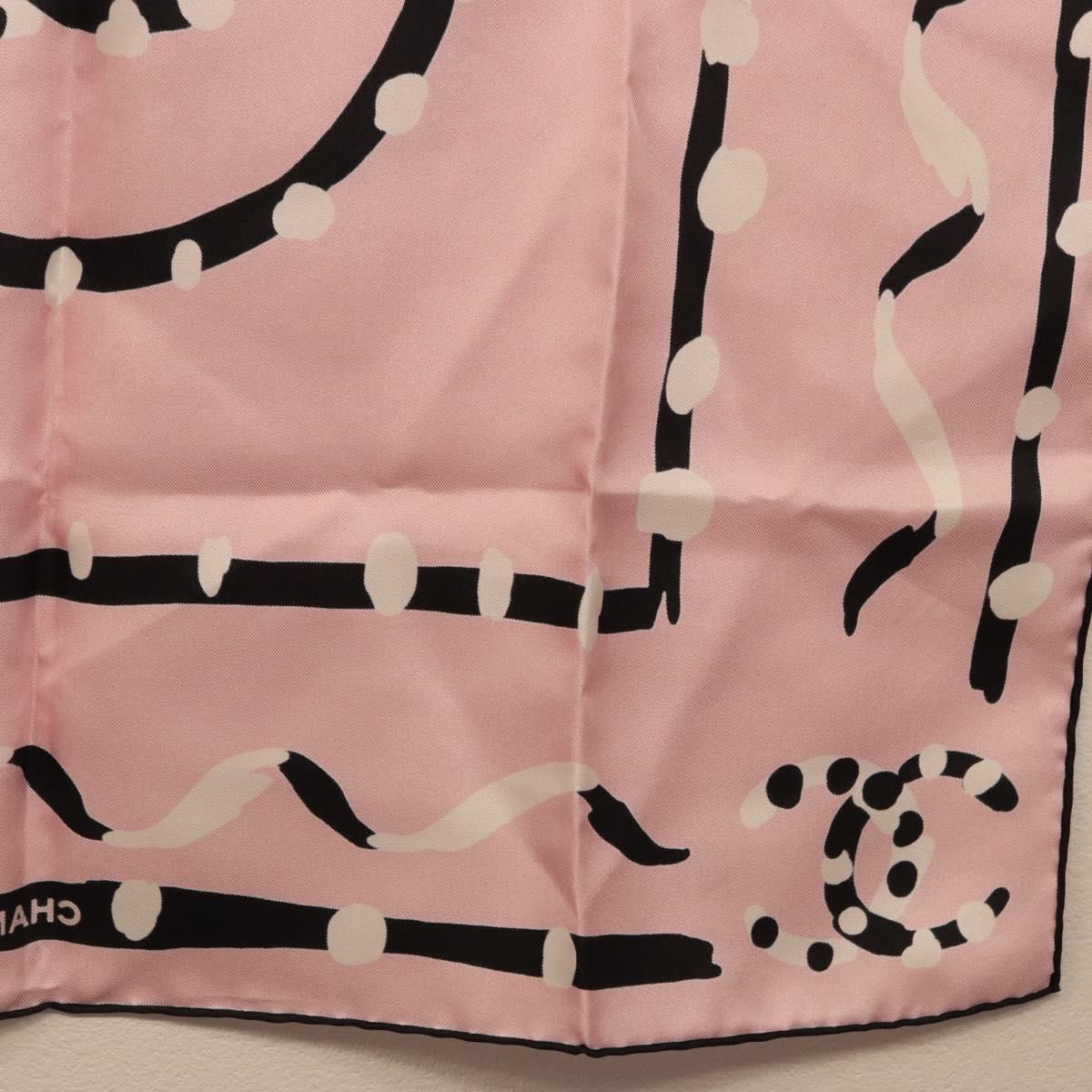 CHANEL Scarf Silk Pink CC Auth 198781V