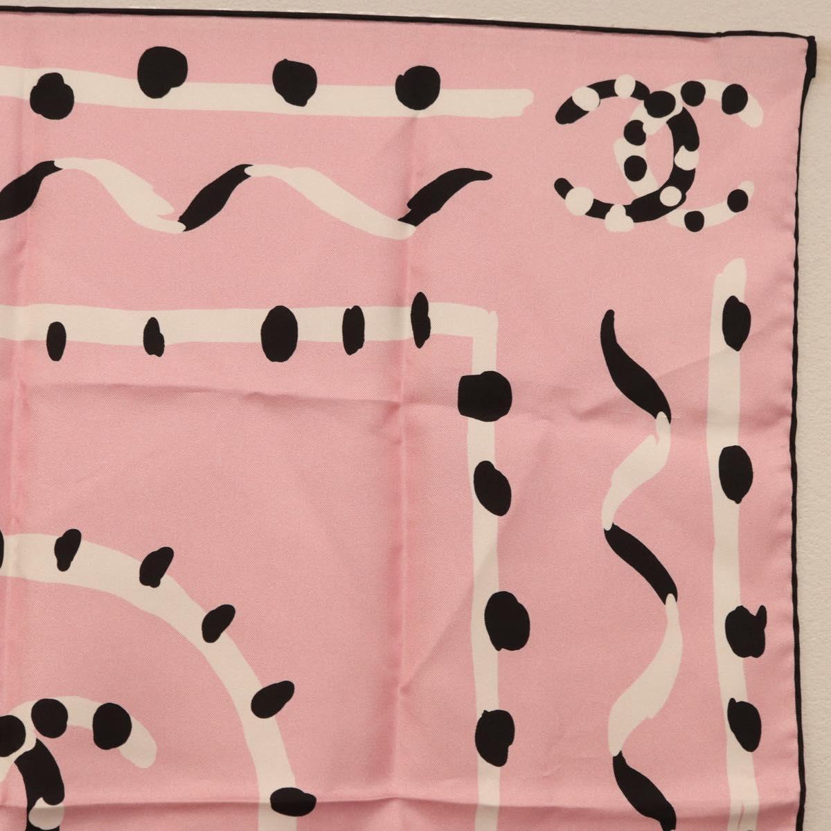 CHANEL Scarf Silk Pink CC Auth 198781V
