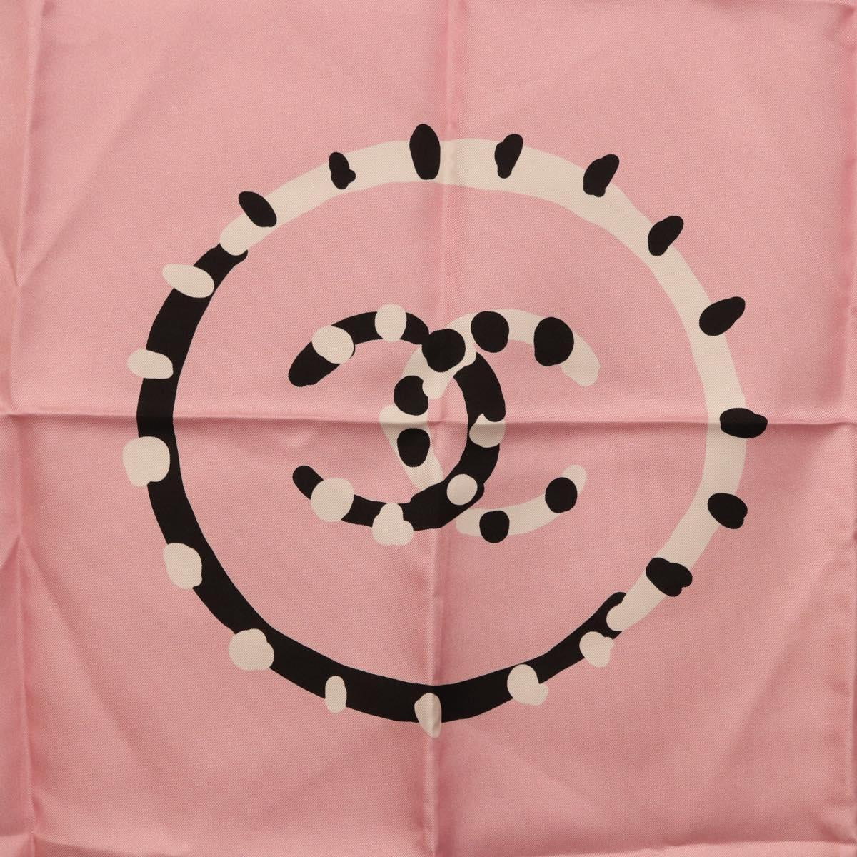 CHANEL Scarf Silk Pink CC Auth 198781V