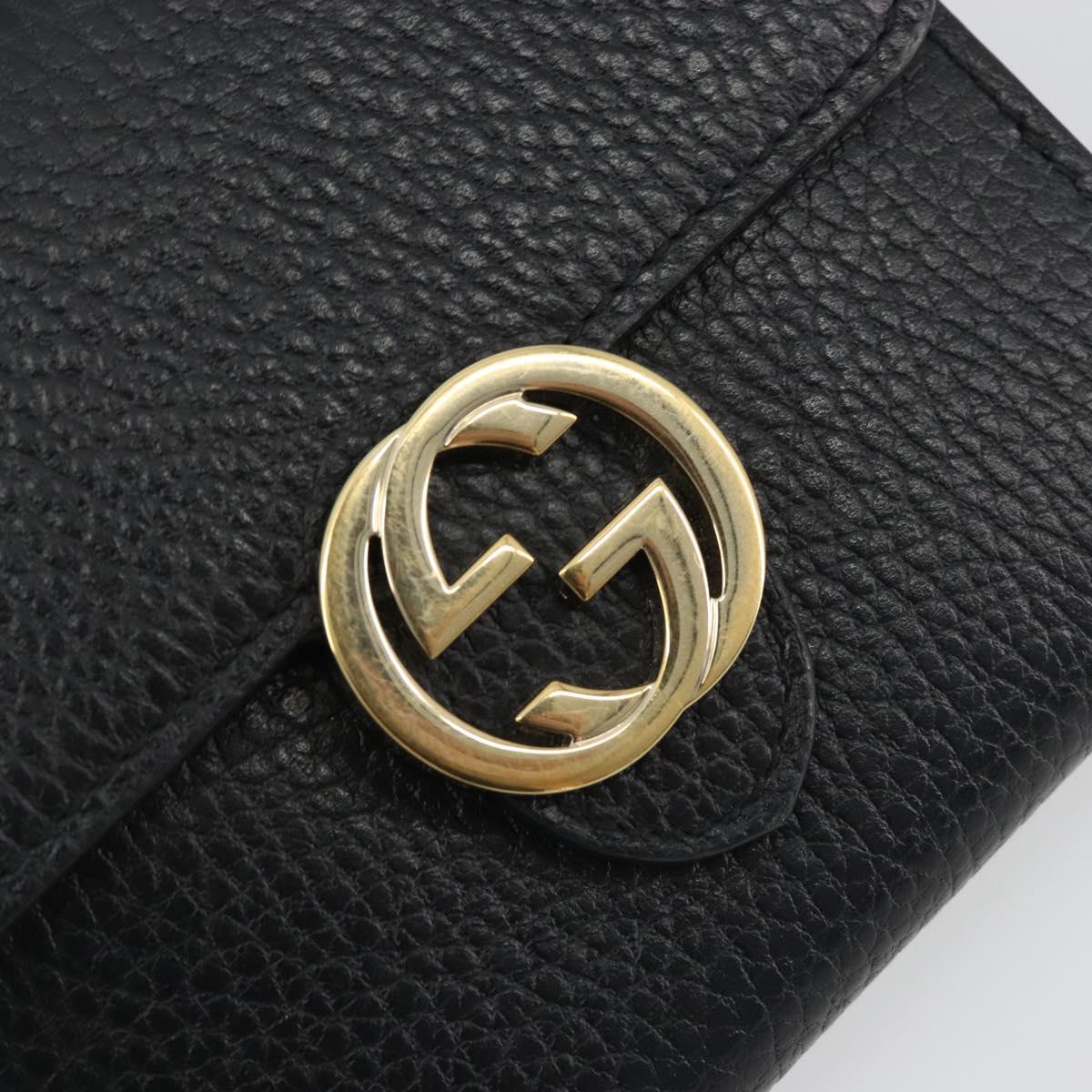 GUCCI Interlocking G Compact Wallet Leather Outlet Black 598167 Auth 198786A