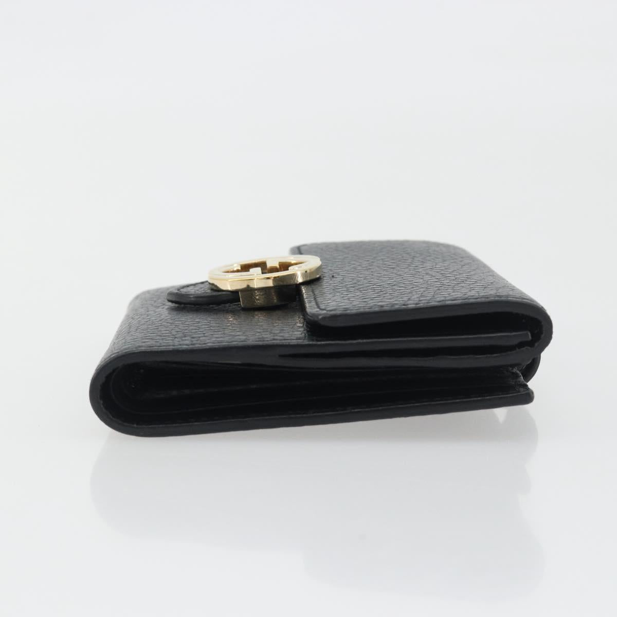 GUCCI Interlocking G Compact Wallet Leather Outlet Black 598167 Auth 198786A