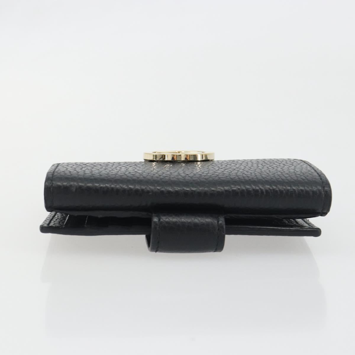 GUCCI Interlocking G Compact Wallet Leather Outlet Black 598167 Auth 198786A