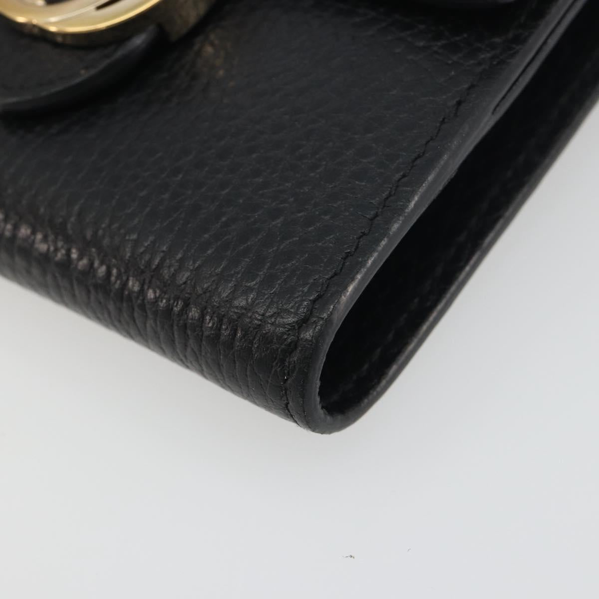 GUCCI Interlocking G Compact Wallet Leather Outlet Black 598167 Auth 198786A