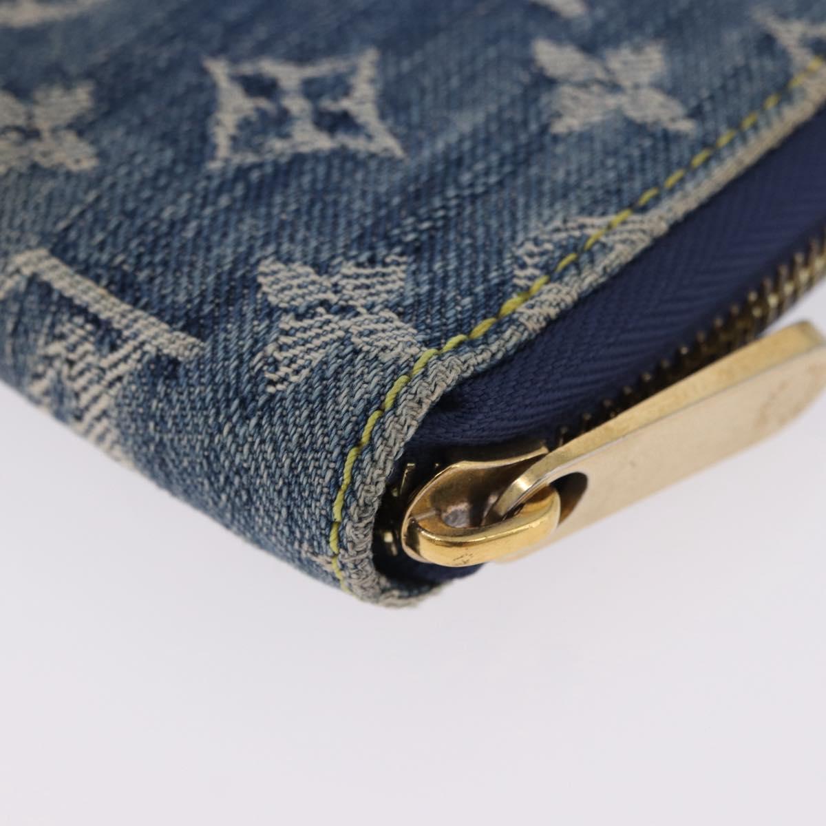 LOUIS VUITTON Monogram Denim Zippy Wallet Blue M95342 LV Auth 198787V