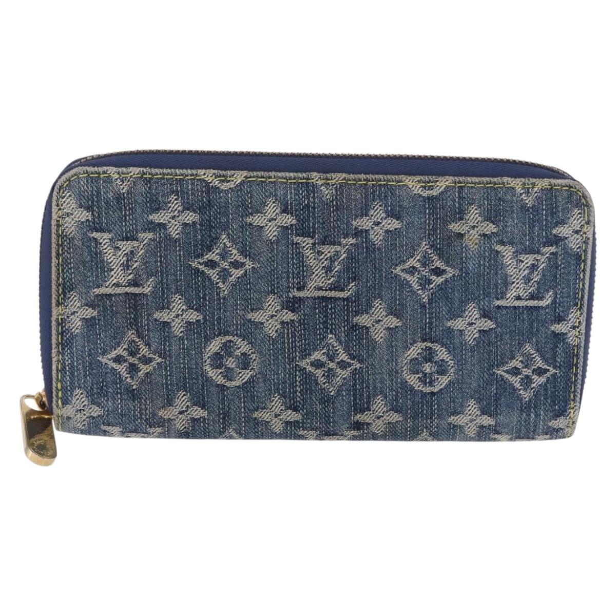 LOUIS VUITTON Monogram Denim Zippy Wallet Blue M95342 LV Auth 198787V