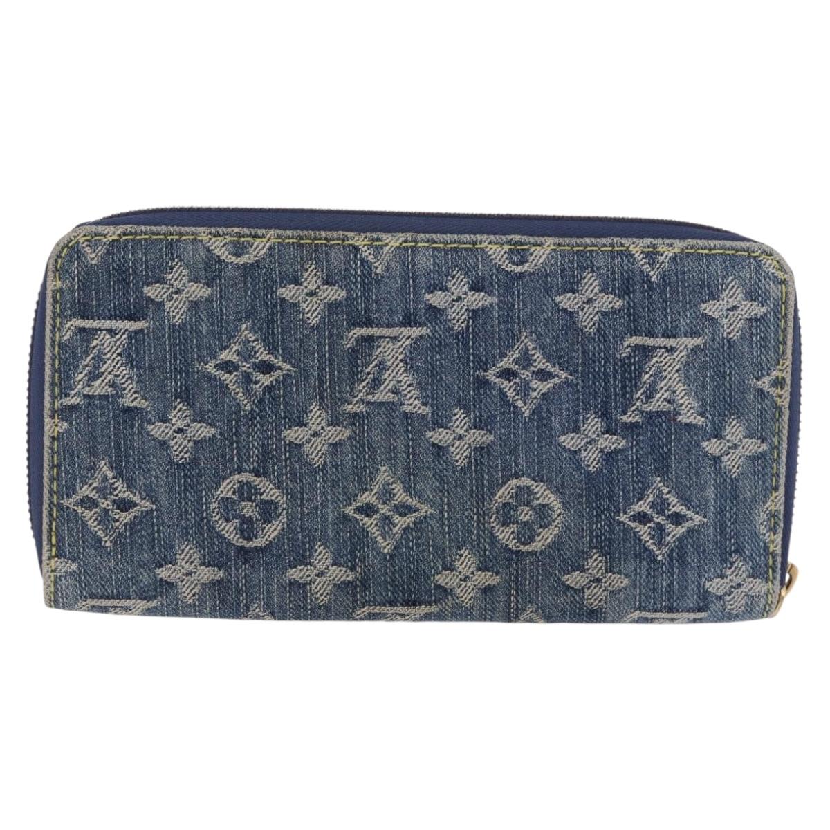 LOUIS VUITTON Monogram Denim Zippy Wallet Blue M95342 LV Auth 198787V