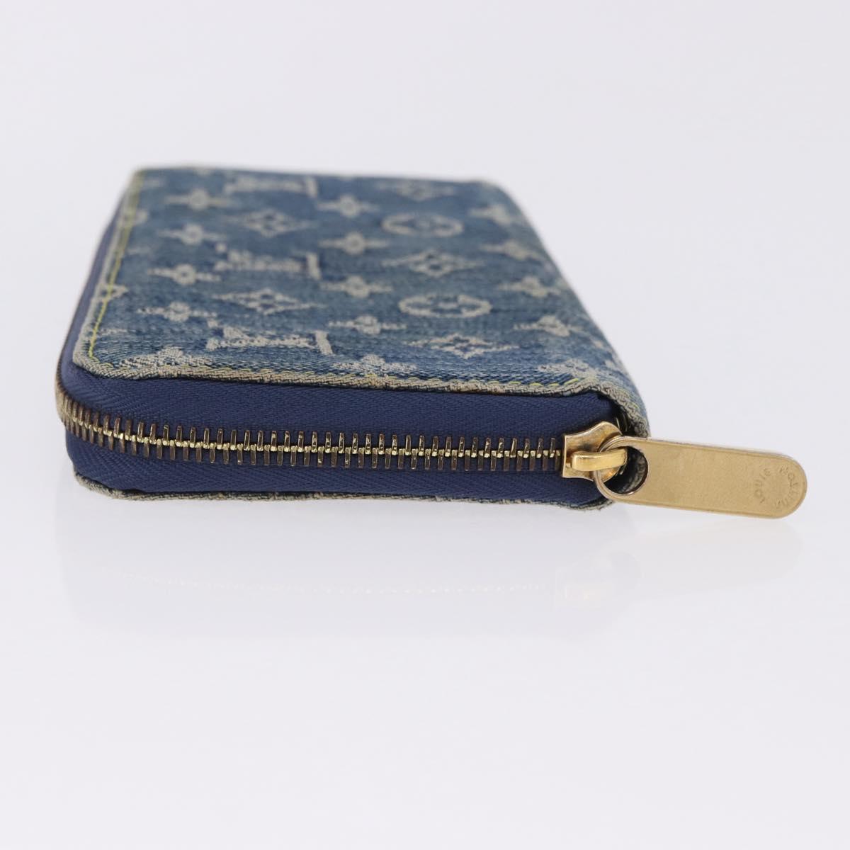 LOUIS VUITTON Monogram Denim Zippy Wallet Blue M95342 LV Auth 198787V