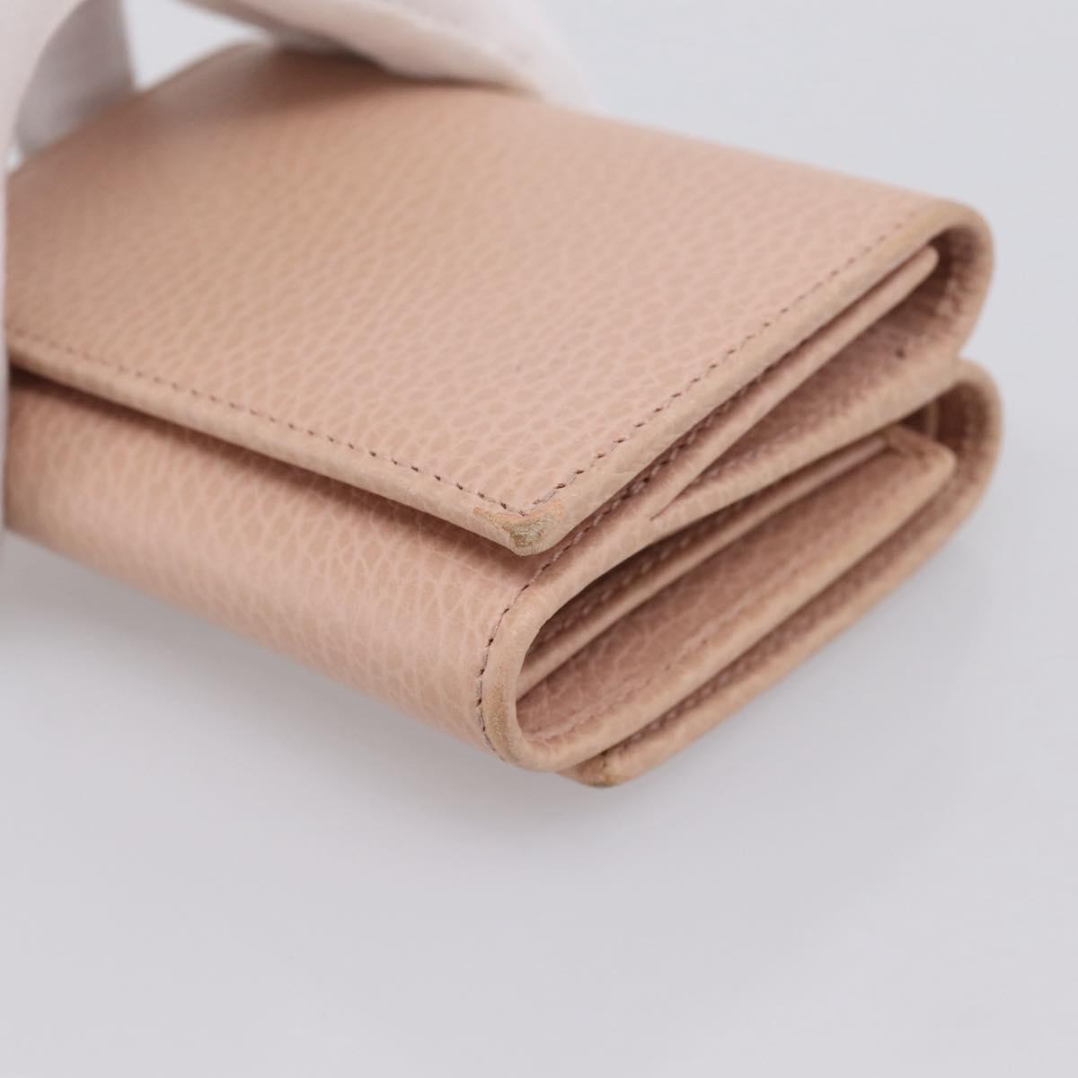 GUCCI GG Marmont Compact Wallet Leather Pink Gold 474746 Auth 198790A