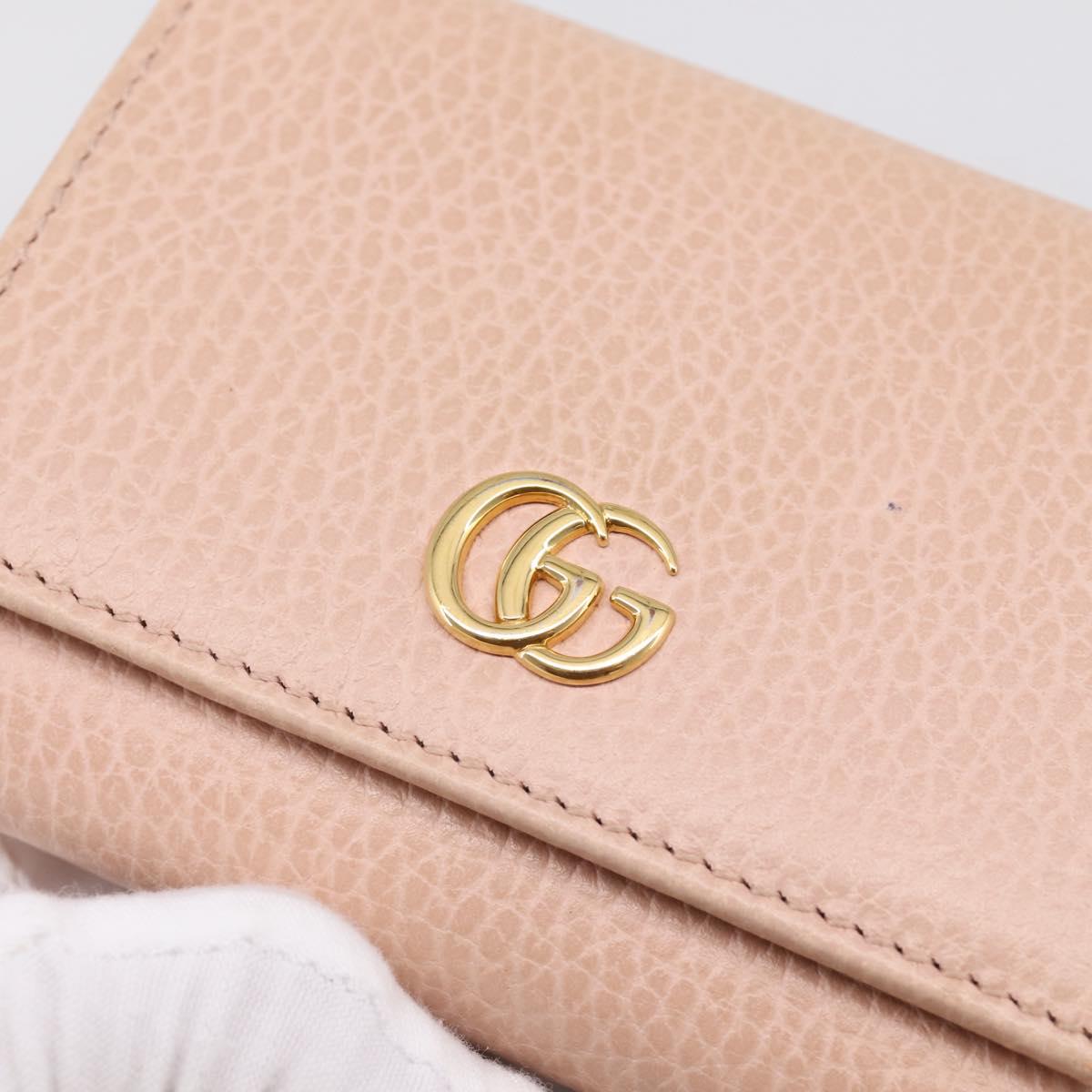 GUCCI GG Marmont Compact Wallet Leather Pink Gold 474746 Auth 198790A