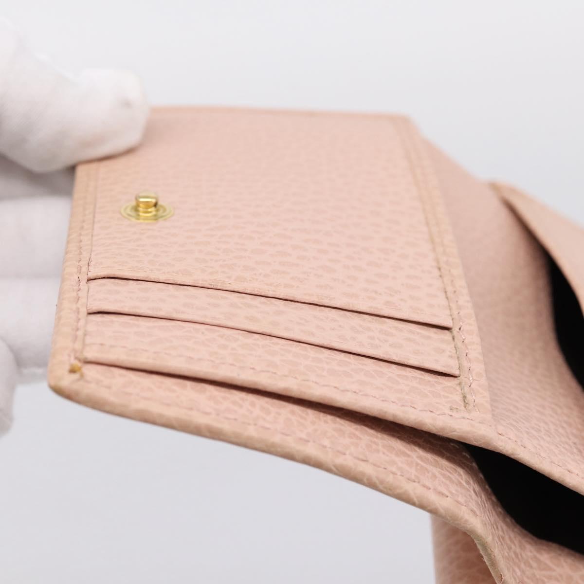 GUCCI GG Marmont Compact Wallet Leather Pink Gold 474746 Auth 198790A