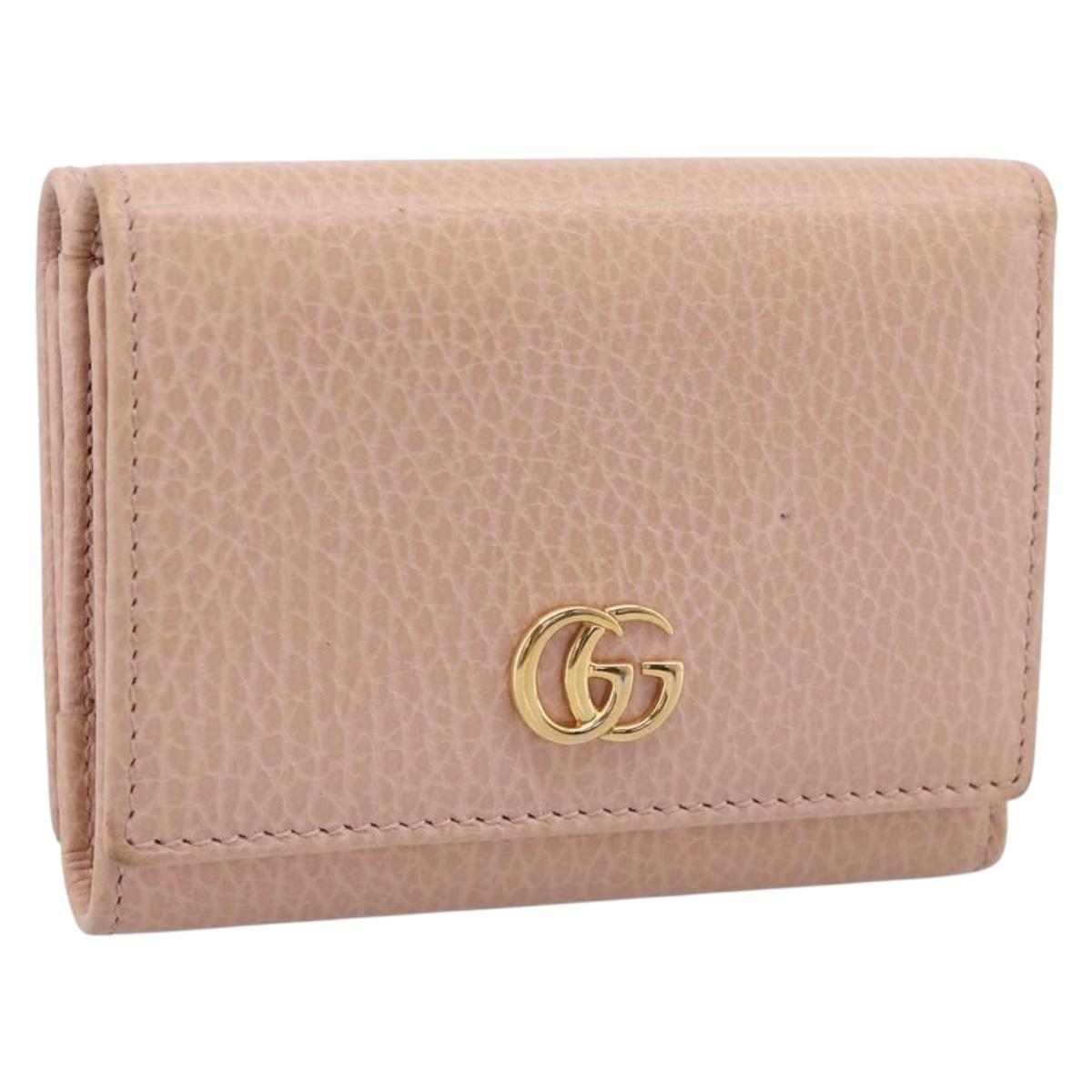 GUCCI GG Marmont Compact Wallet Leather Pink Gold 474746 Auth 198790A