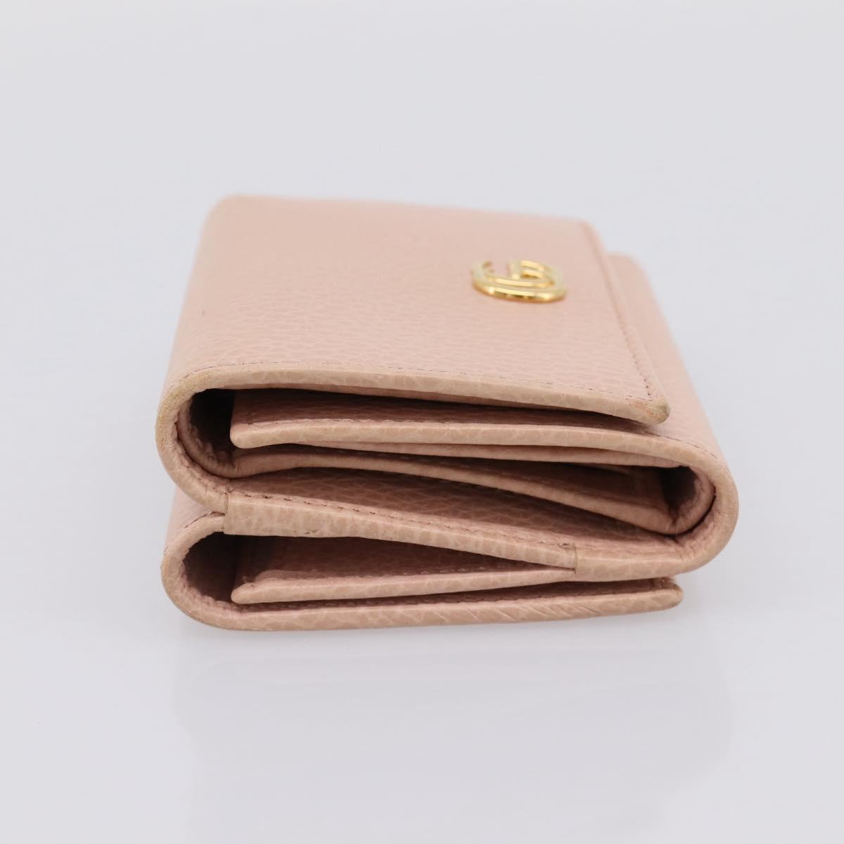 GUCCI GG Marmont Compact Wallet Leather Pink Gold 474746 Auth 198790A