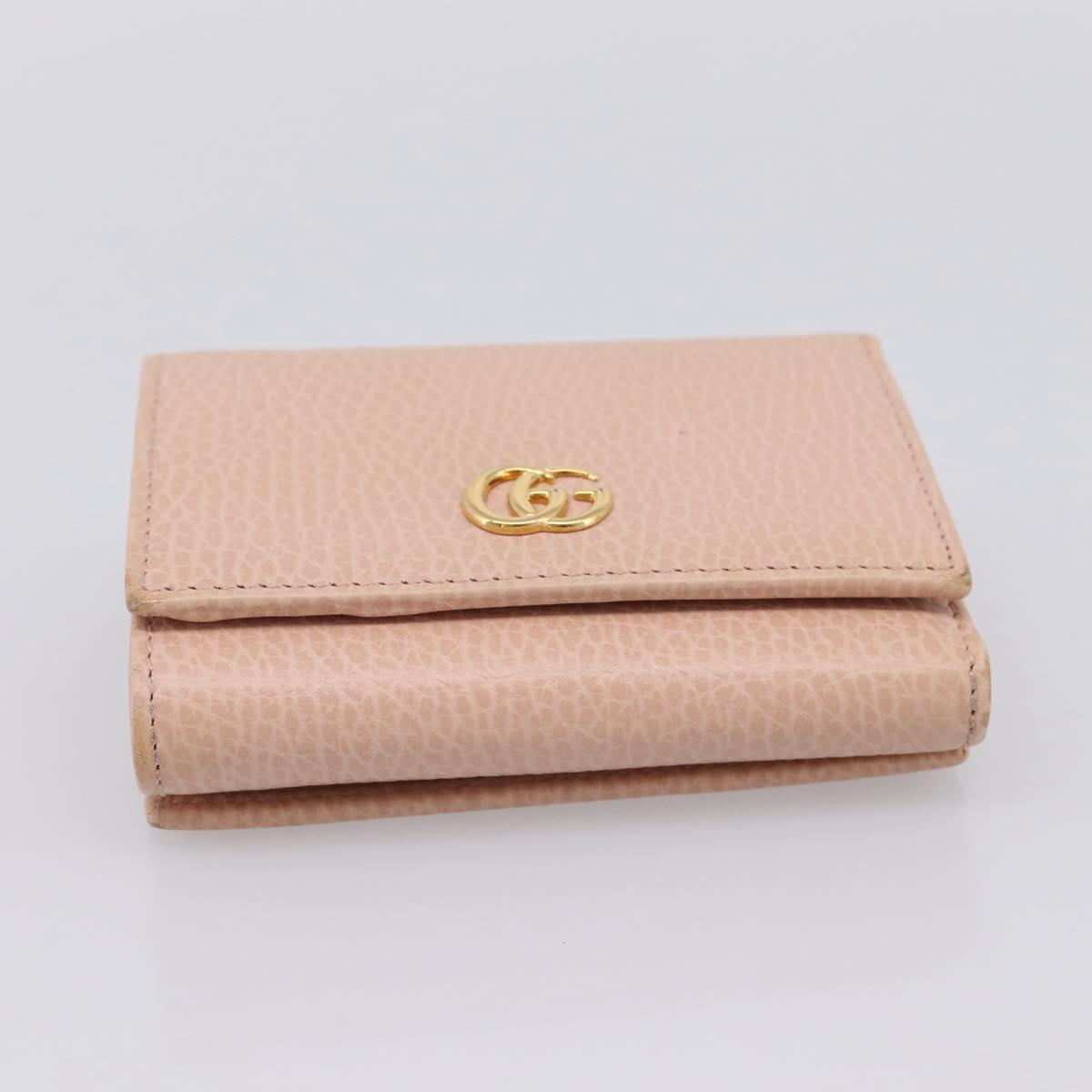 GUCCI GG Marmont Compact Wallet Leather Pink Gold 474746 Auth 198790A