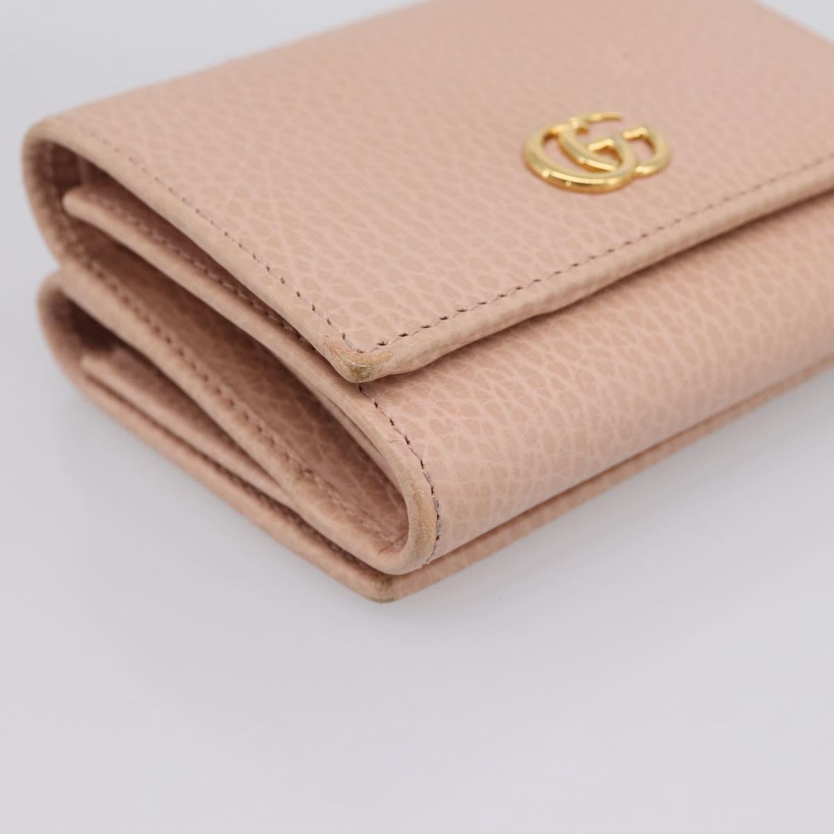 GUCCI GG Marmont Compact Wallet Leather Pink Gold 474746 Auth 198790A