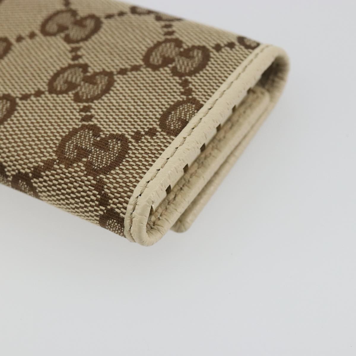 GUCCI GG Canvas Key Case Beige Gold 127048 1147 Auth 198792A