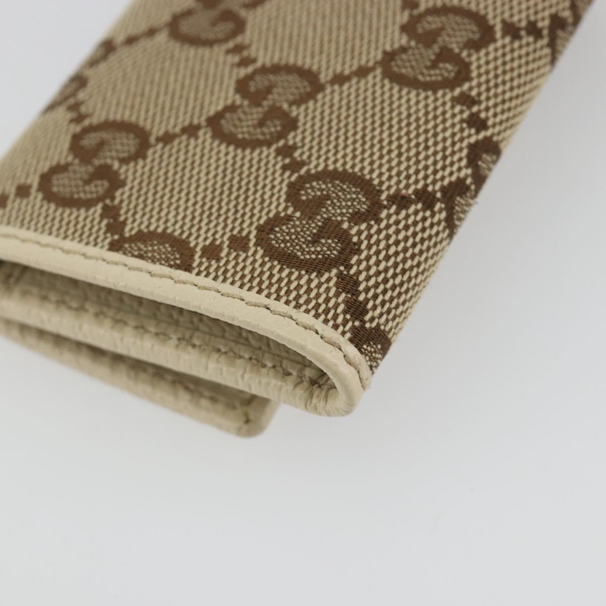 GUCCI GG Canvas Key Case Beige Gold 127048 1147 Auth 198792A