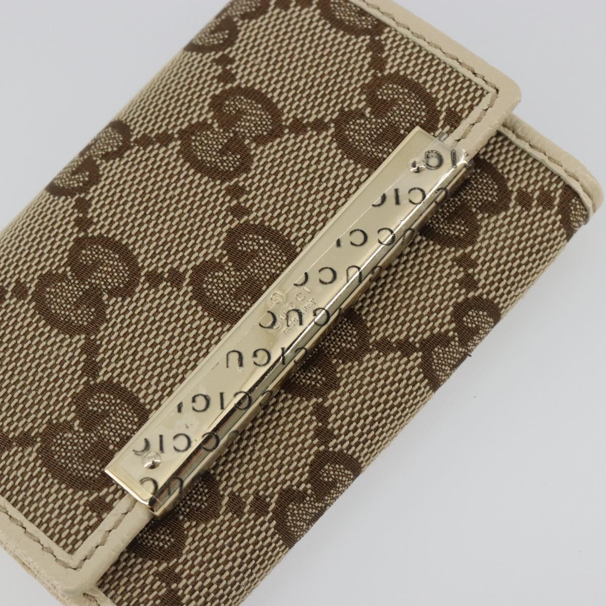 GUCCI GG Canvas Key Case Beige Gold 127048 1147 Auth 198792A