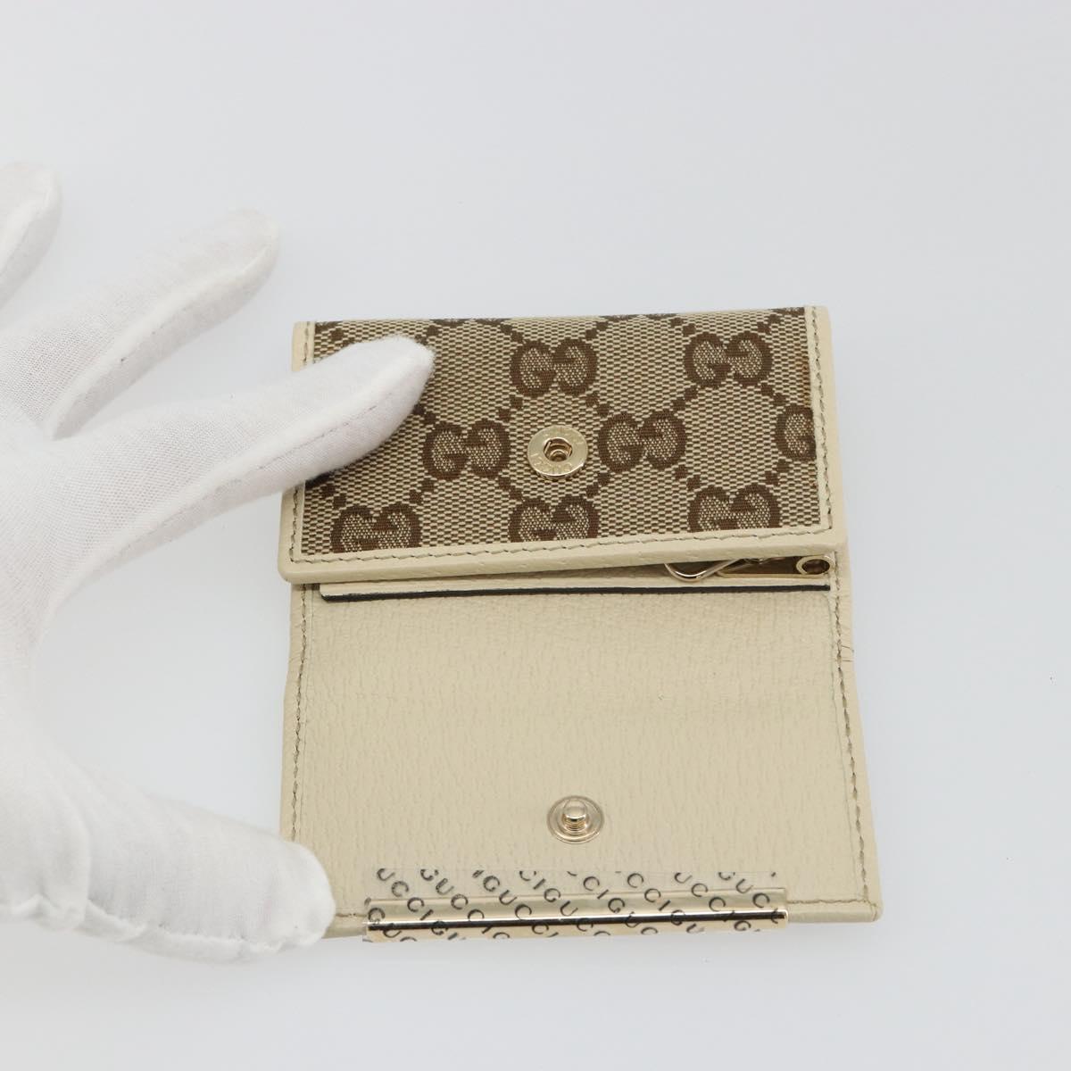 GUCCI GG Canvas Key Case Beige Gold 127048 1147 Auth 198792A