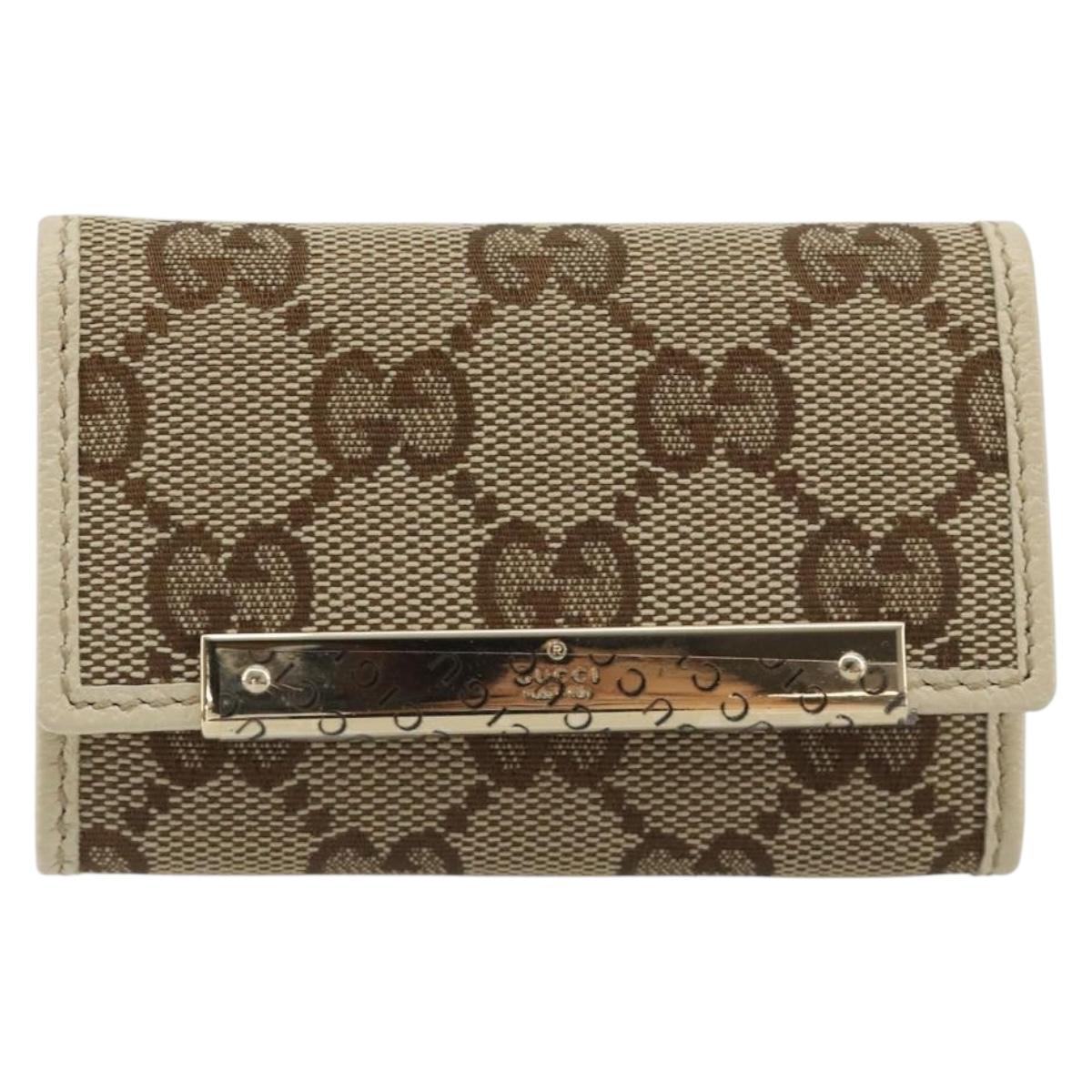 GUCCI GG Canvas Key Case Beige Gold 127048 1147 Auth 198792A