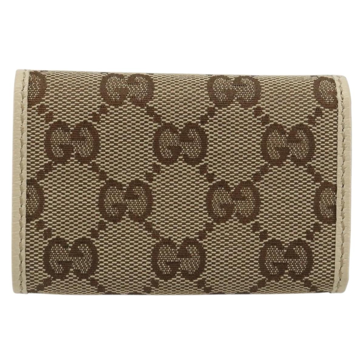 GUCCI GG Canvas Key Case Beige Gold 127048 1147 Auth 198792A