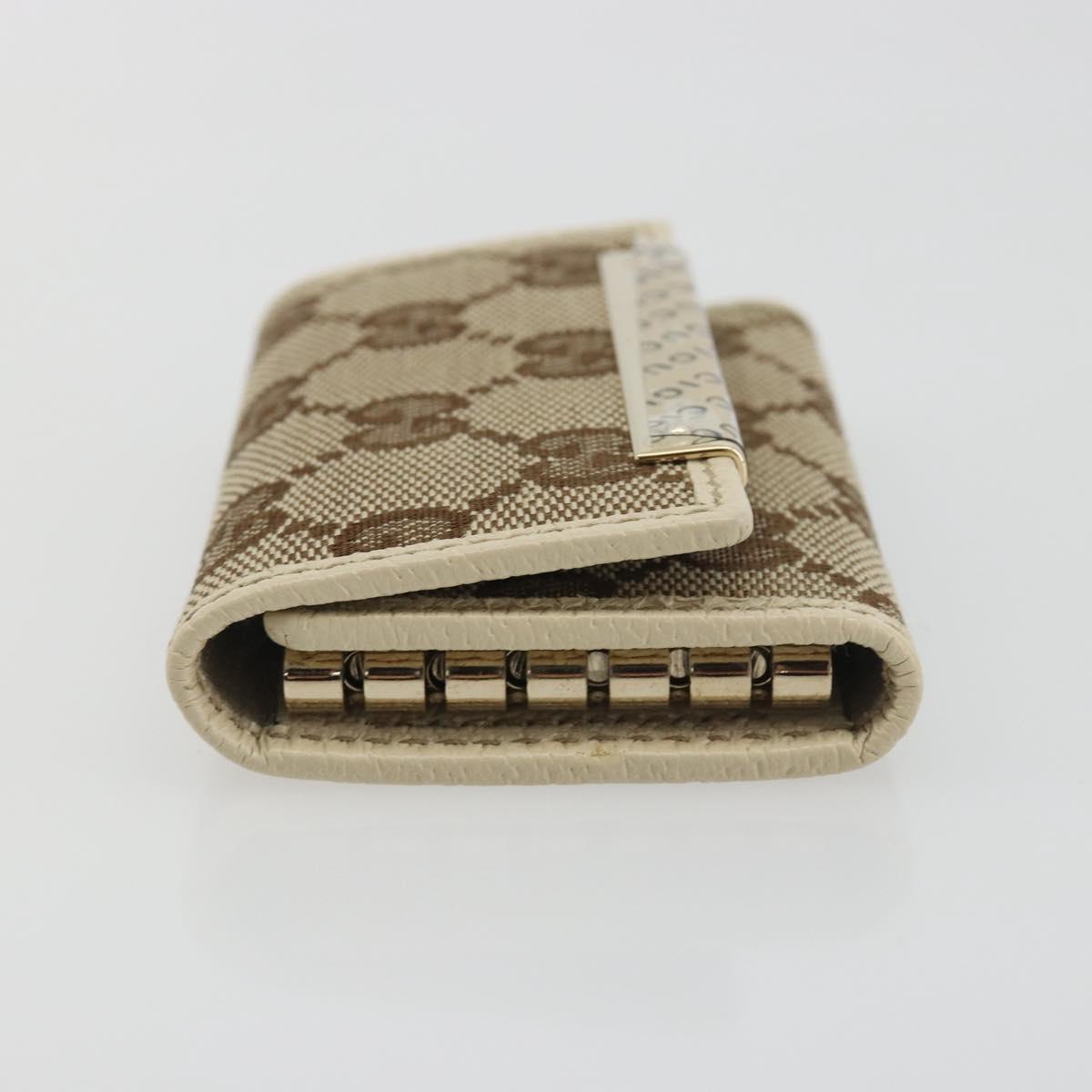 GUCCI GG Canvas Key Case Beige Gold 127048 1147 Auth 198792A