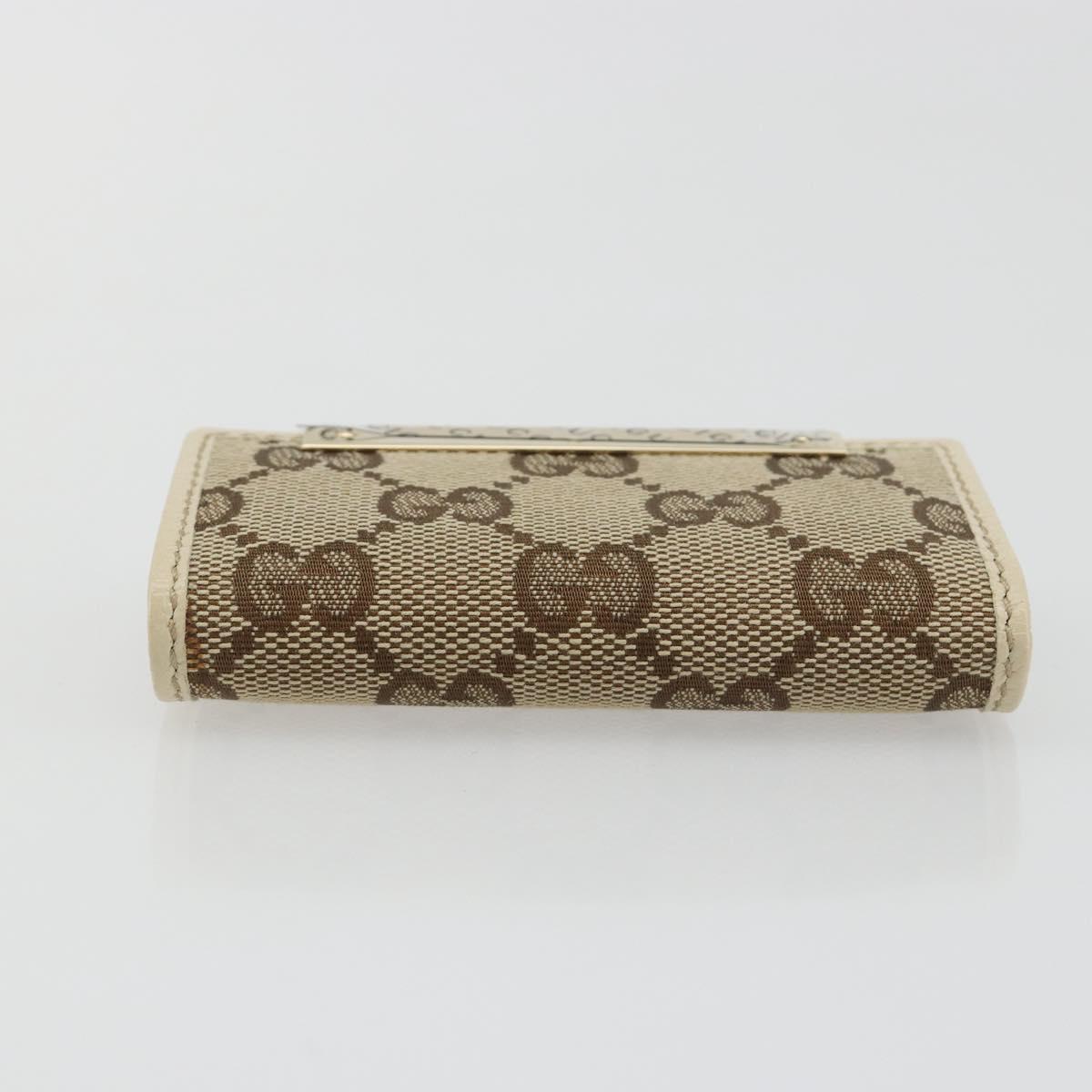 GUCCI GG Canvas Key Case Beige Gold 127048 1147 Auth 198792A