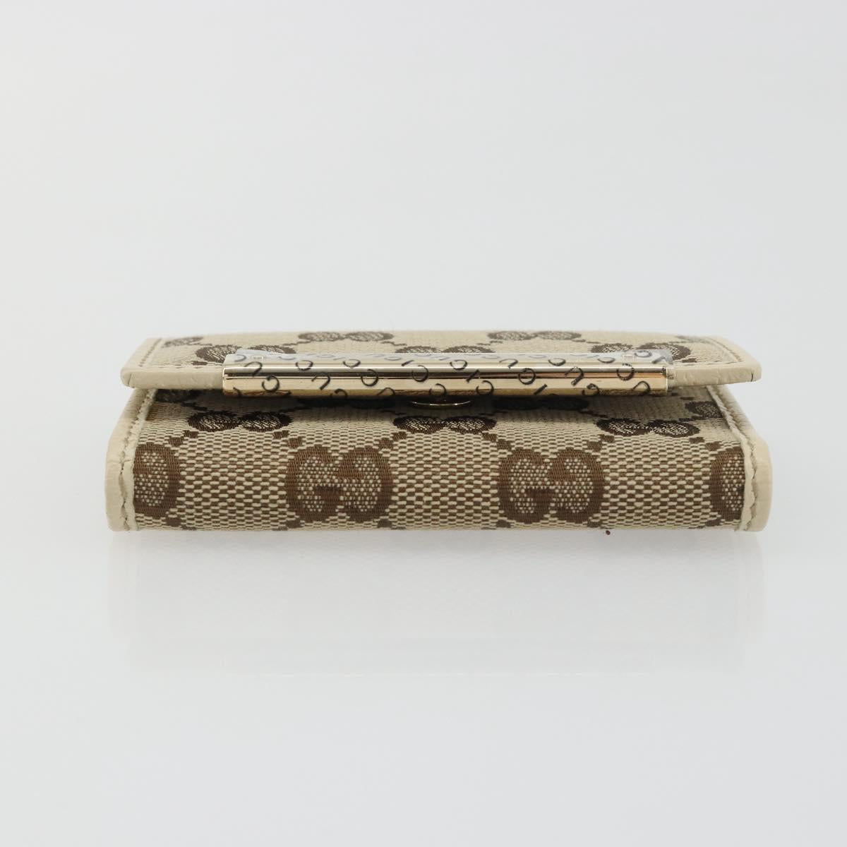 GUCCI GG Canvas Key Case Beige Gold 127048 1147 Auth 198792A