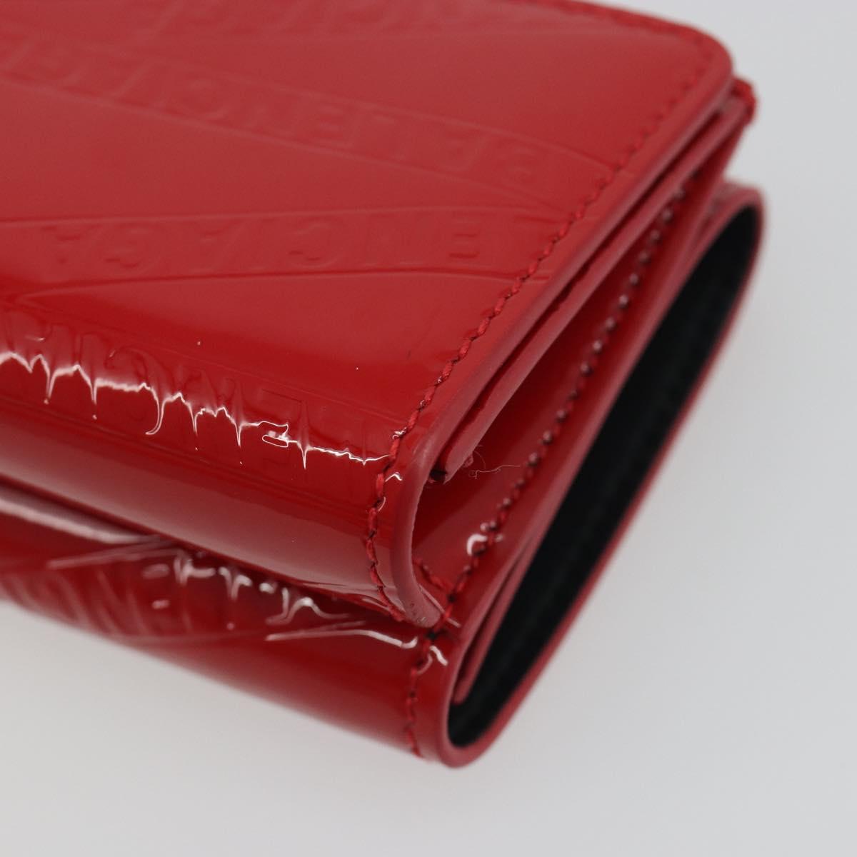 BALENCIAGA Compact Wallet Patent Leather Red Silver 558208 Auth 198793M