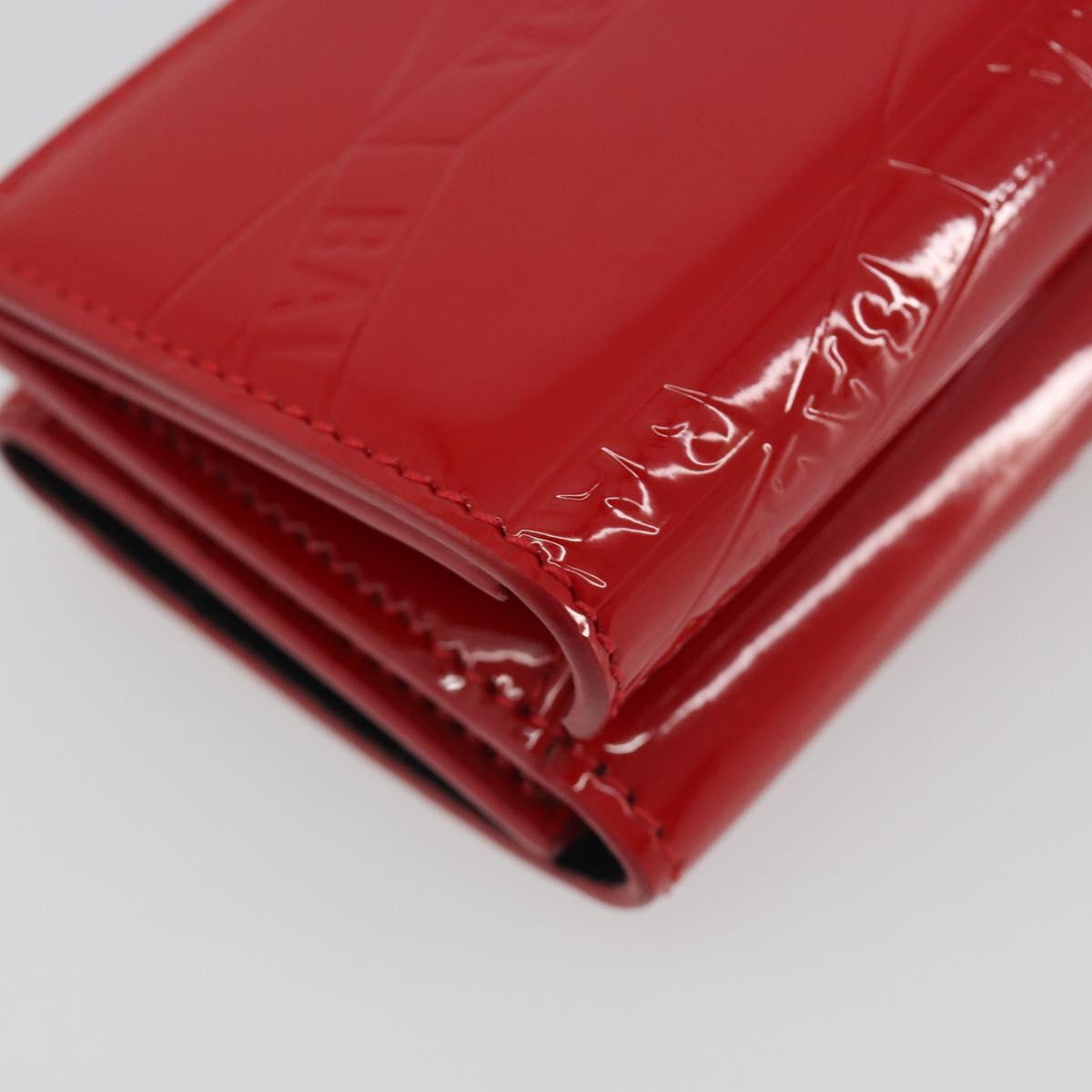 BALENCIAGA Compact Wallet Patent Leather Red Silver 558208 Auth 198793M