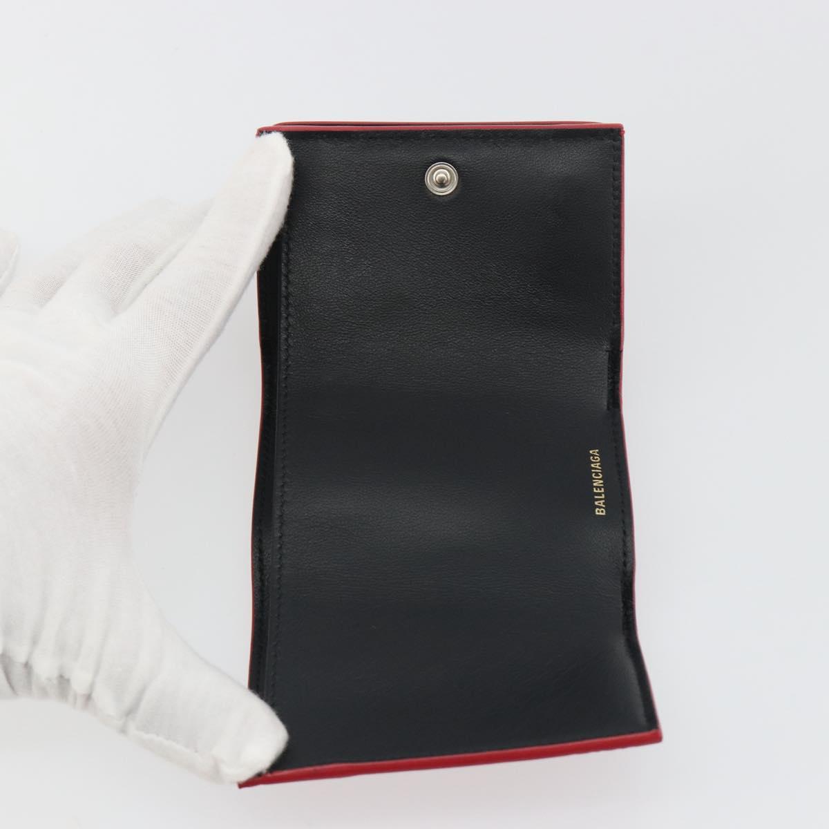 BALENCIAGA Compact Wallet Patent Leather Red Silver 558208 Auth 198793M