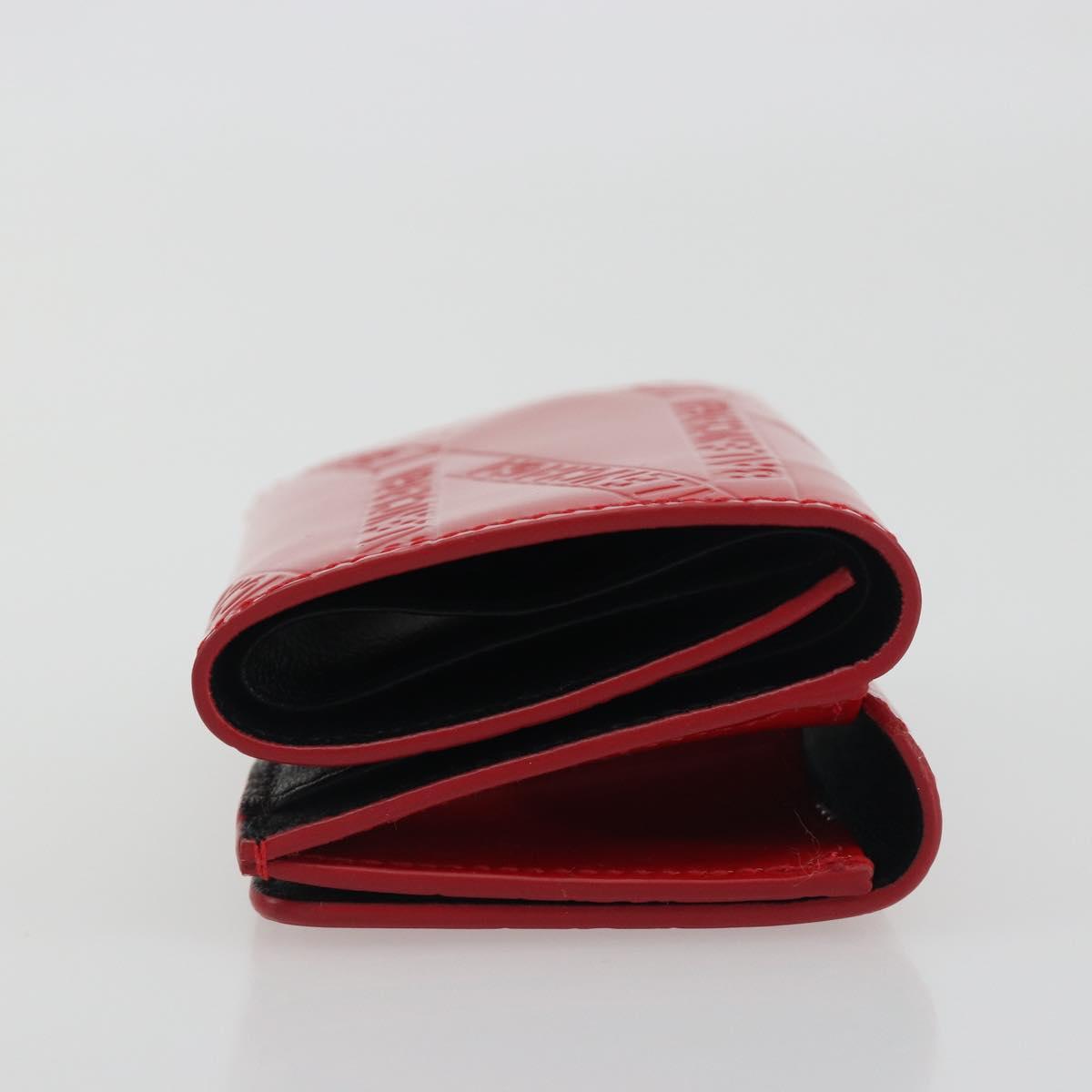 BALENCIAGA Compact Wallet Patent Leather Red Silver 558208 Auth 198793M