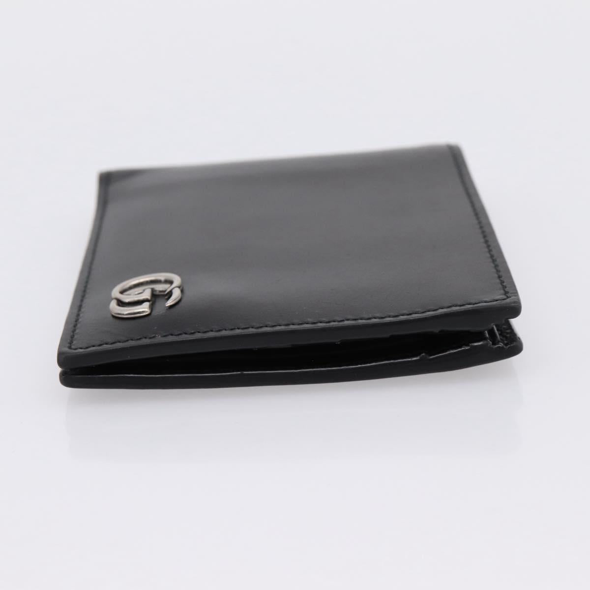 GUCCI GG Marmont Compact Wallet Leather Black Silver 428725 Auth 198795A