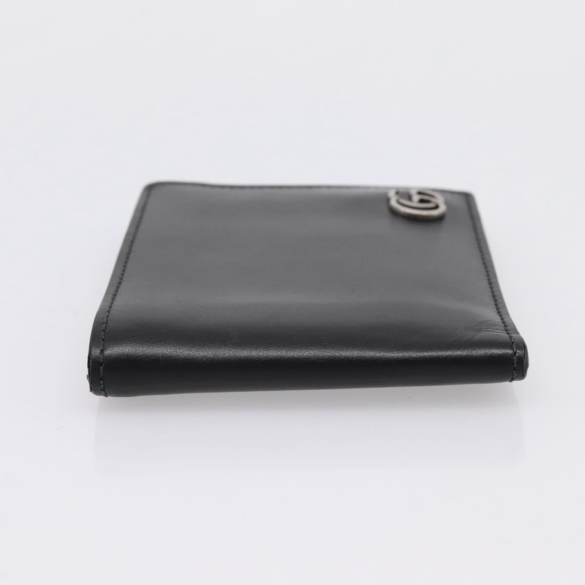 GUCCI GG Marmont Compact Wallet Leather Black Silver 428725 Auth 198795A