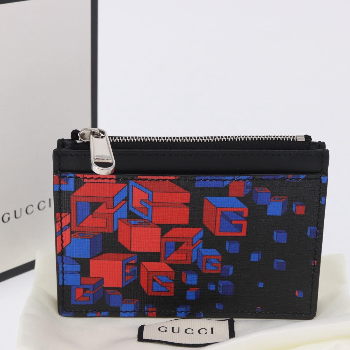 GUCCI Square G Space Coin Purse PVC Black Silver 628471 Auth 198796M