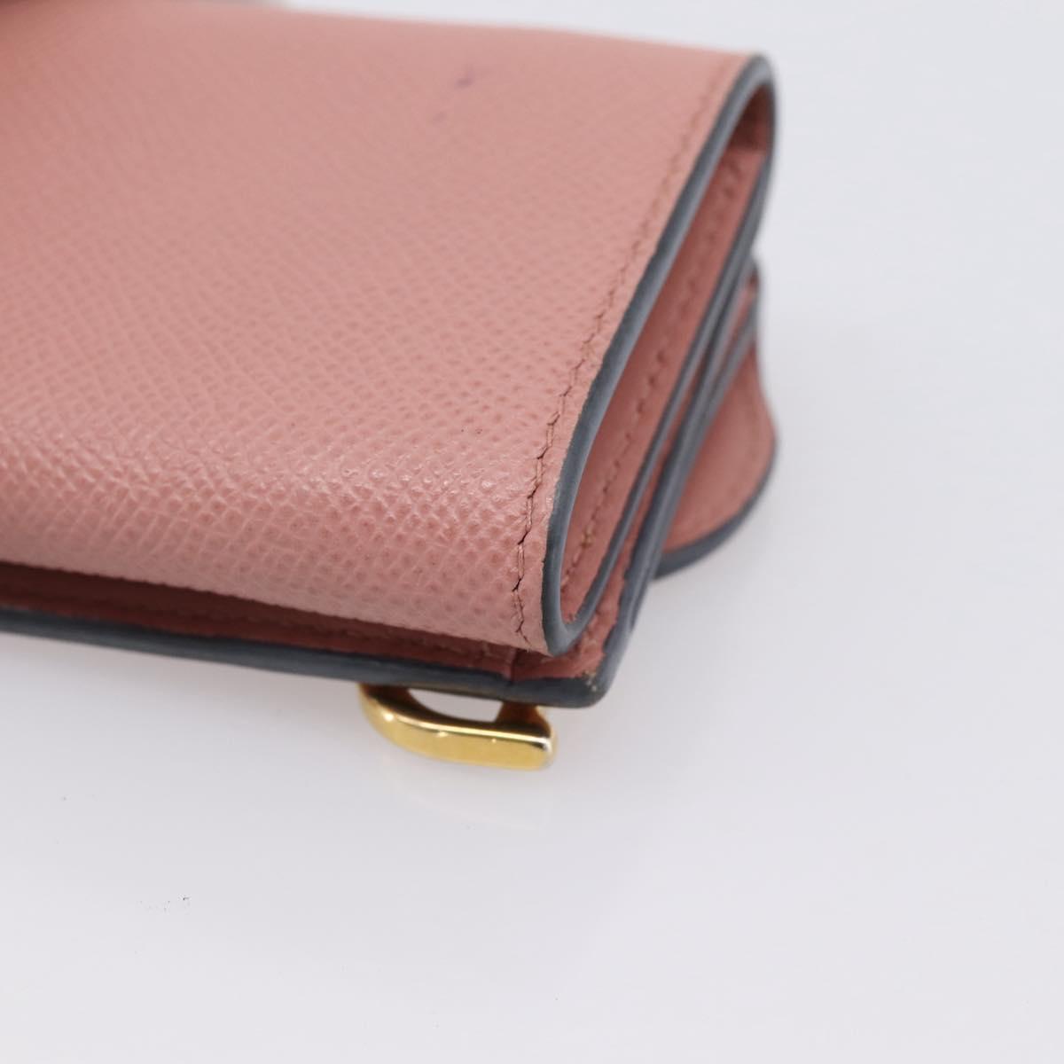 Christian Dior Saddle Compact Wallet Leather Pink Gold Auth 198797A