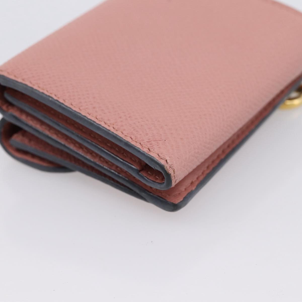 Christian Dior Saddle Compact Wallet Leather Pink Gold Auth 198797A