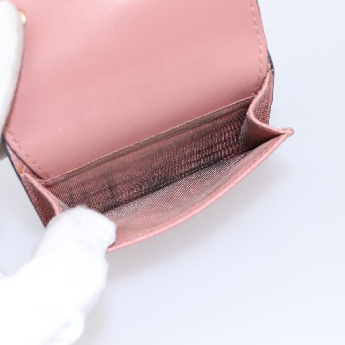 Christian Dior Saddle Compact Wallet Leather Pink Gold Auth 198797A