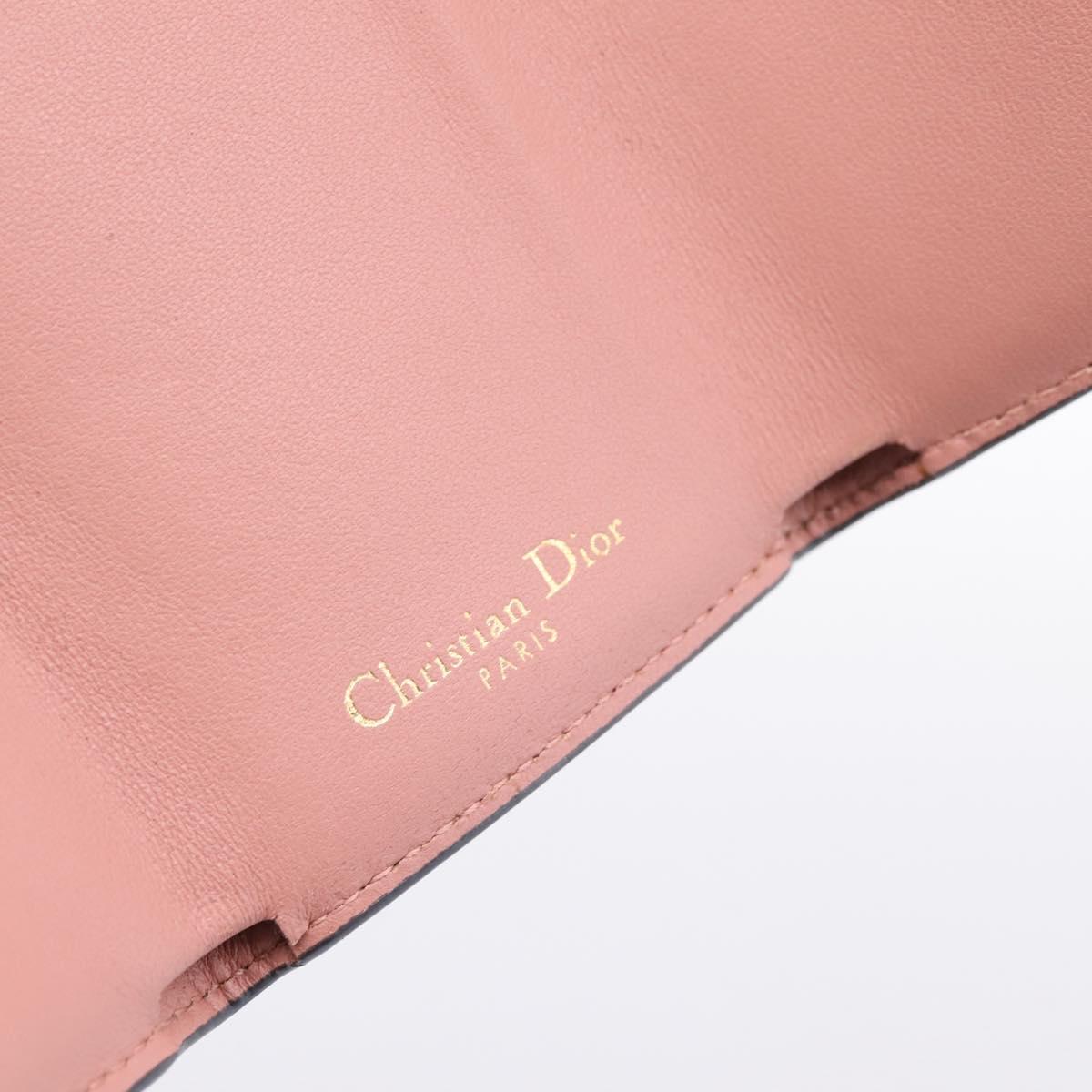 Christian Dior Saddle Compact Wallet Leather Pink Gold Auth 198797A