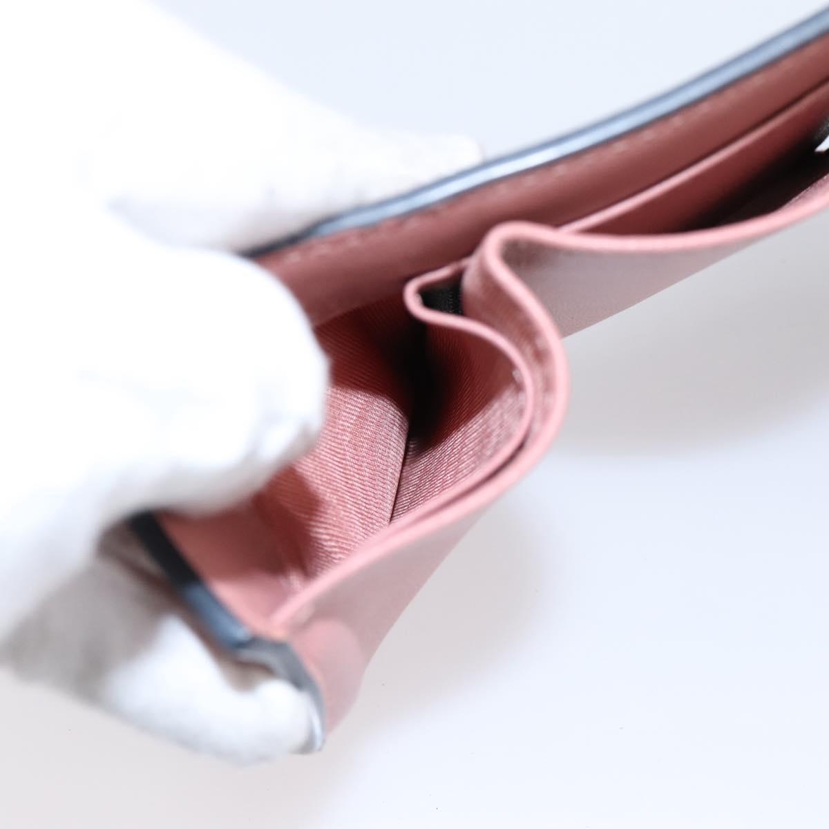 Christian Dior Saddle Compact Wallet Leather Pink Gold Auth 198797A